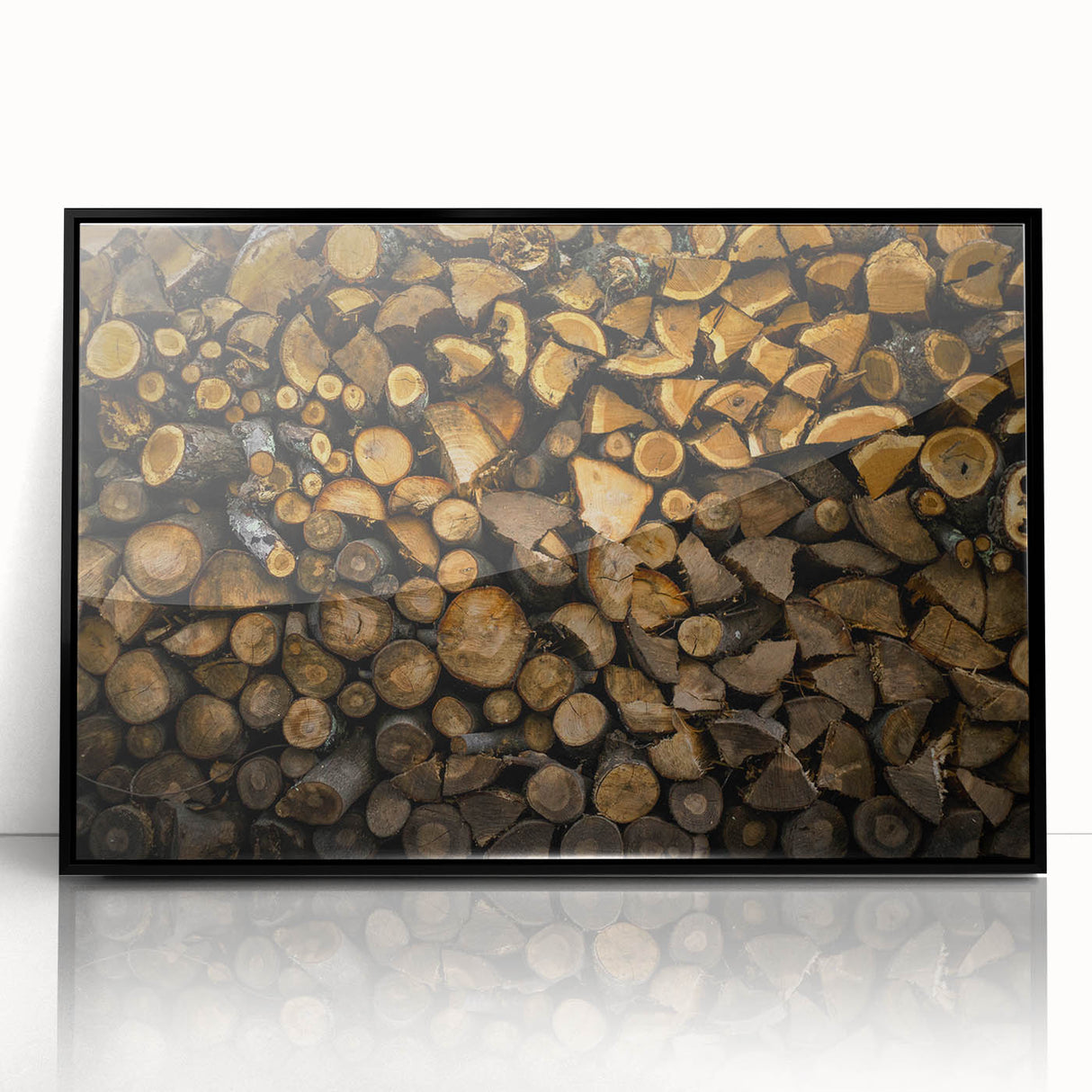 Rustic Log Wall Art – Stacked Firewood for Cozy Farmhouse Decor