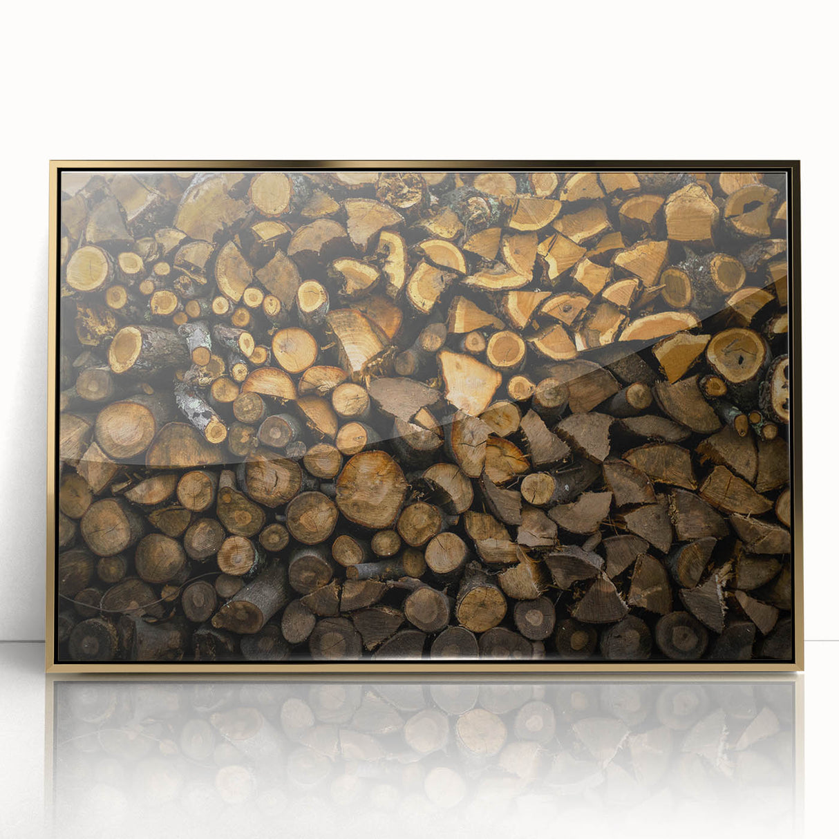 Rustic Log Wall Art – Stacked Firewood for Cozy Farmhouse Decor