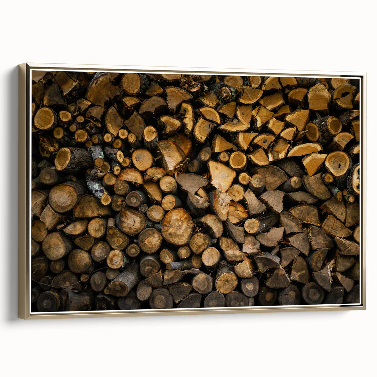 Rustic Log Wall Art – Stacked Firewood for Cozy Farmhouse Decor
