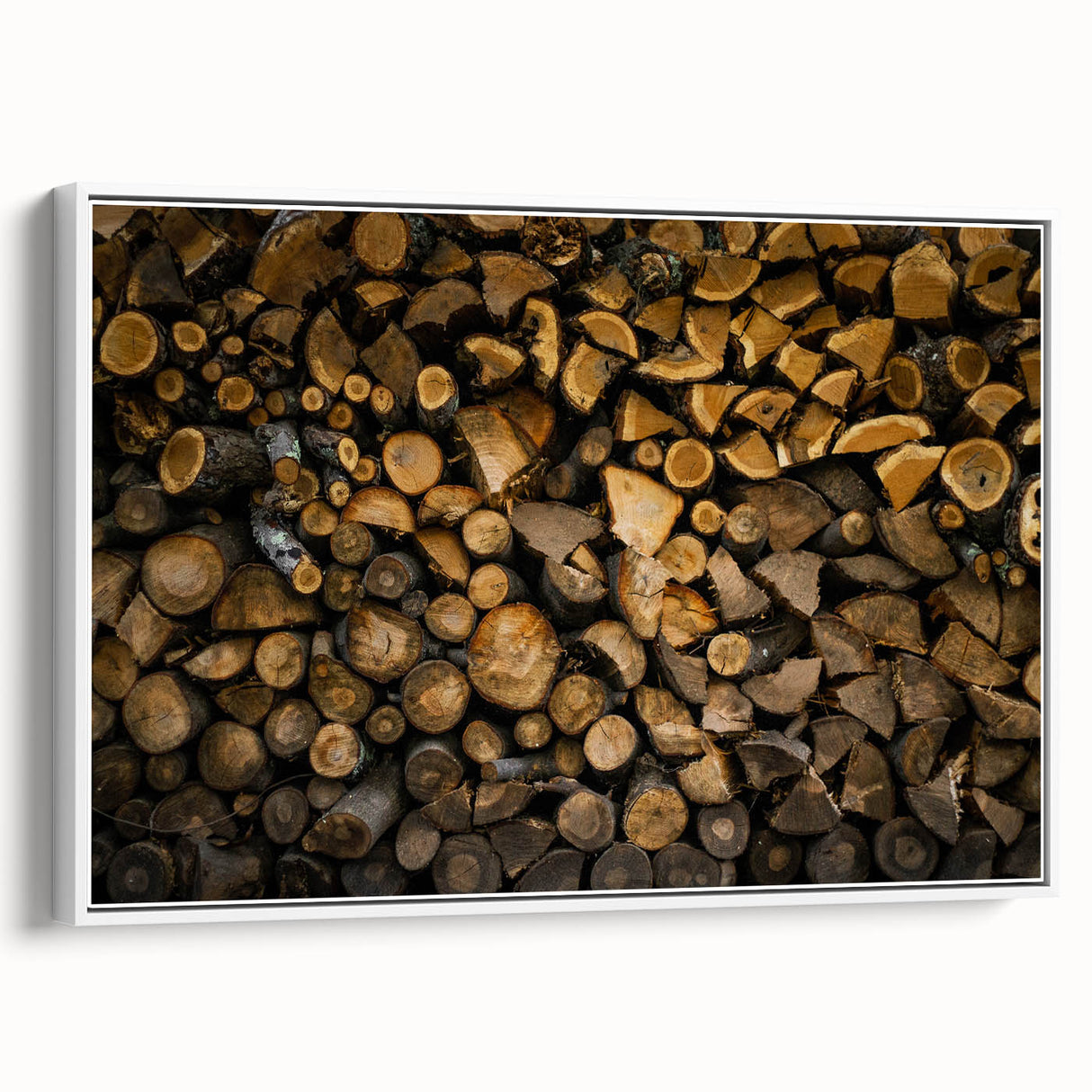 Rustic Log Wall Art – Stacked Firewood for Cozy Farmhouse Decor
