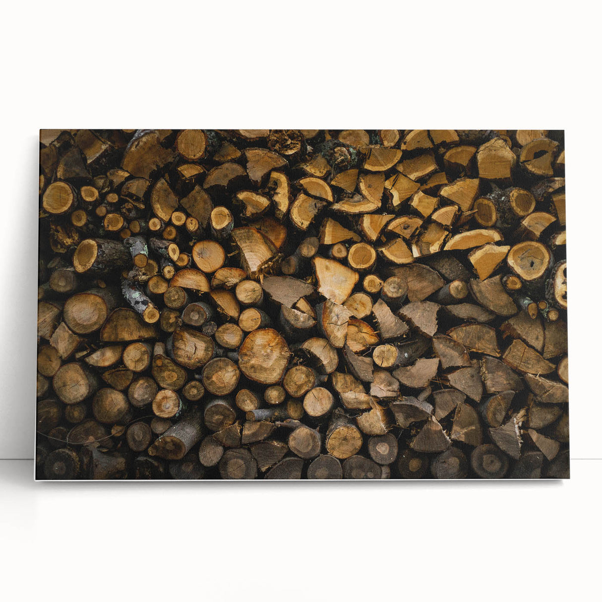 Rustic Log Wall Art – Stacked Firewood for Cozy Farmhouse Decor