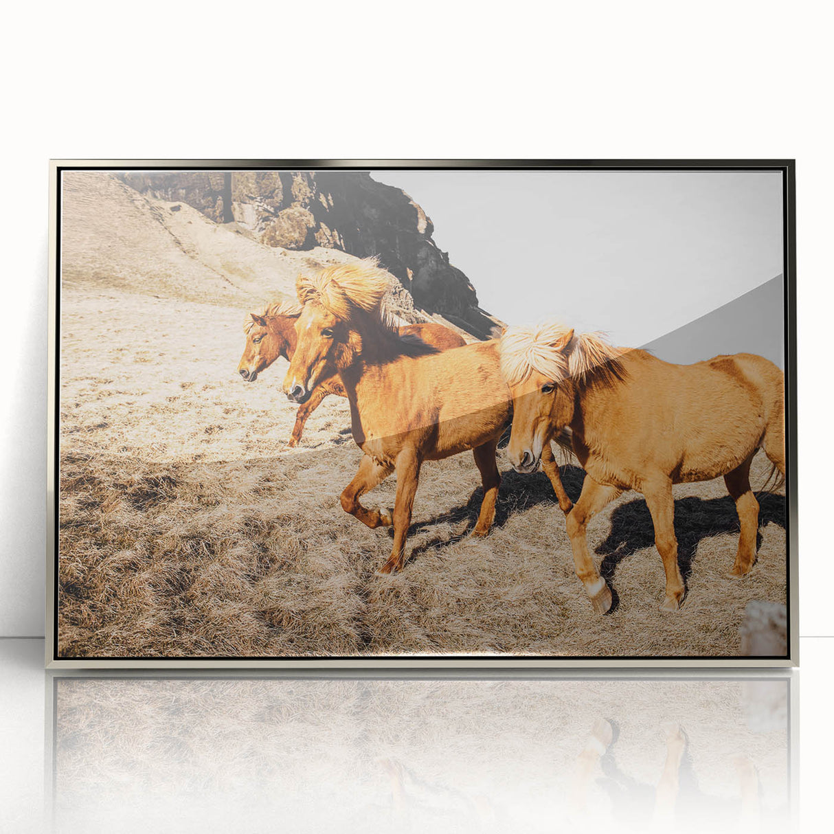 Rustic Horse Wall Art – Wild Horses Running in a Countryside Scene