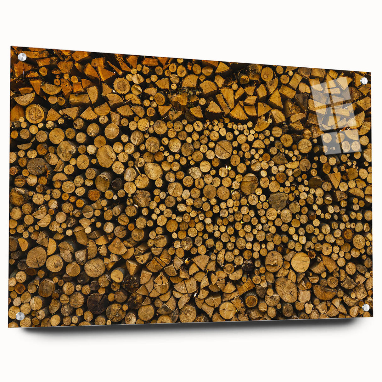 Rustic Log Pile Wall Art – Stacked Firewood for Cozy Farmhouse Decor