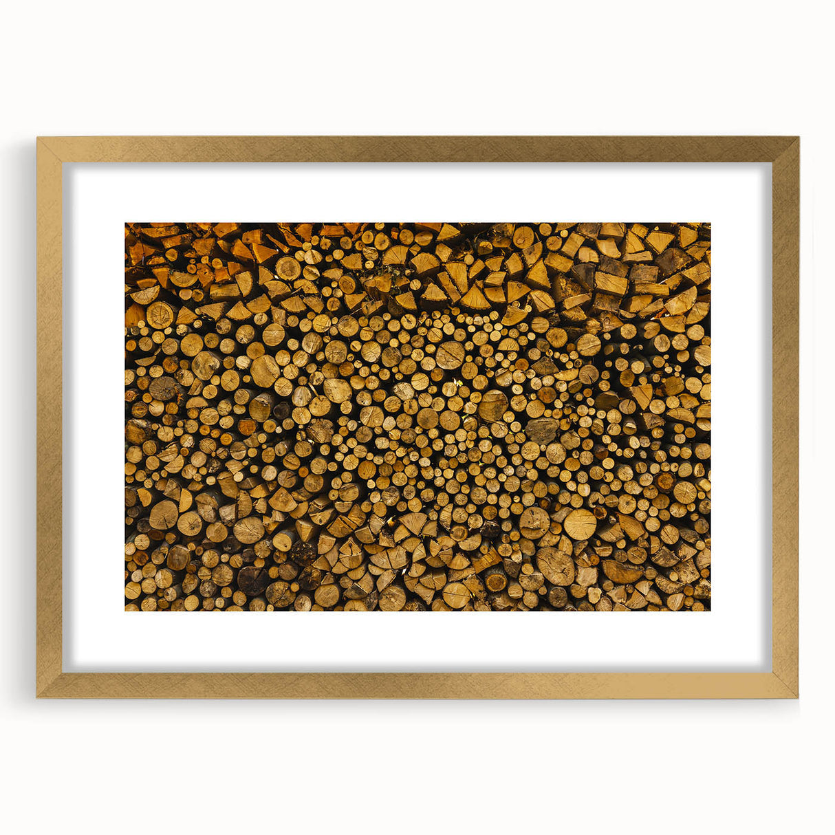 Rustic Log Pile Wall Art – Stacked Firewood for Cozy Farmhouse Decor