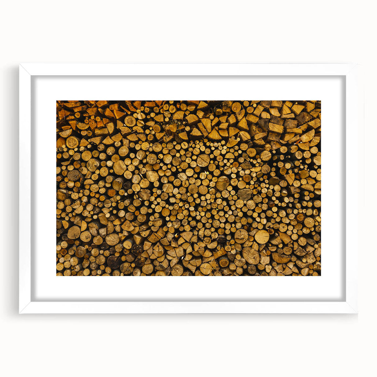 Rustic Log Pile Wall Art – Stacked Firewood for Cozy Farmhouse Decor