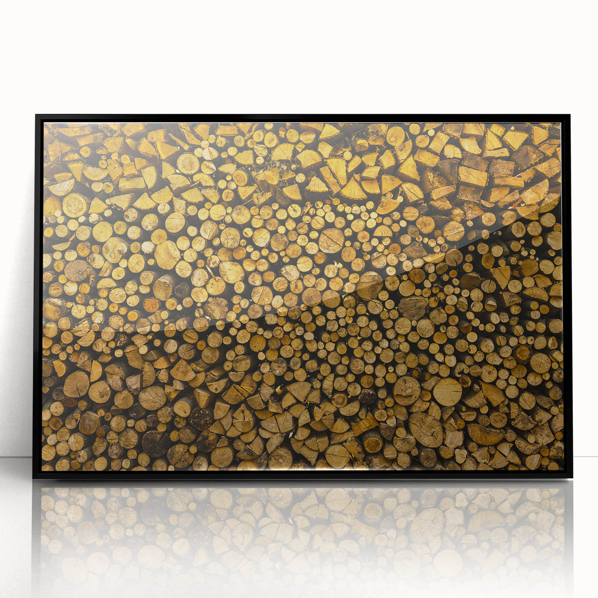 Rustic Log Pile Wall Art – Stacked Firewood for Cozy Farmhouse Decor