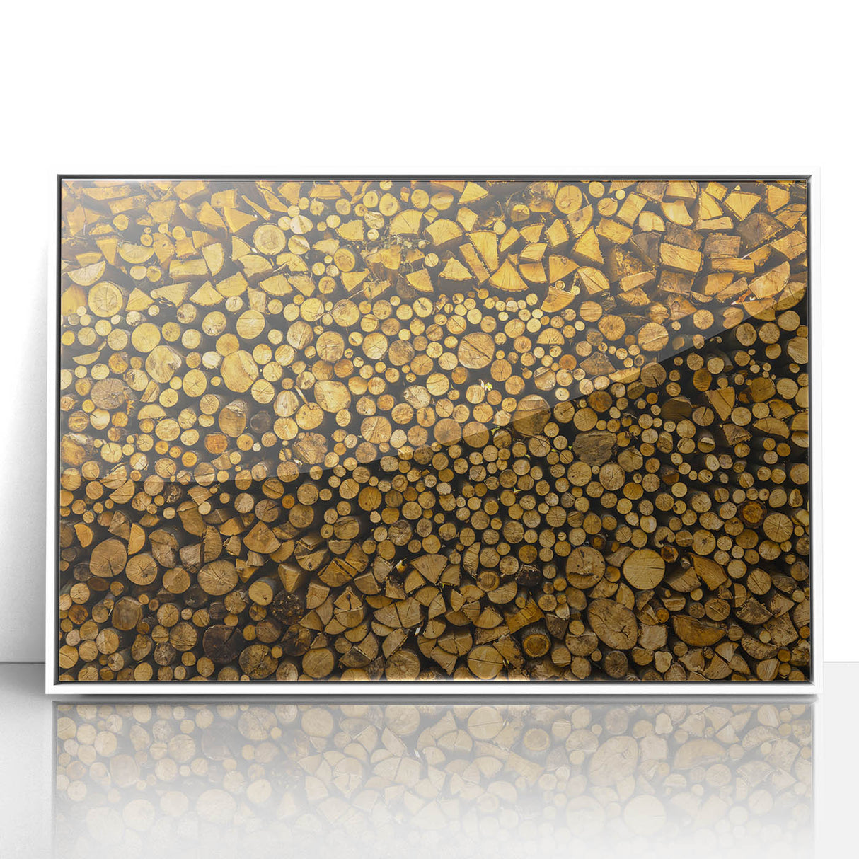 Rustic Log Pile Wall Art – Stacked Firewood for Cozy Farmhouse Decor