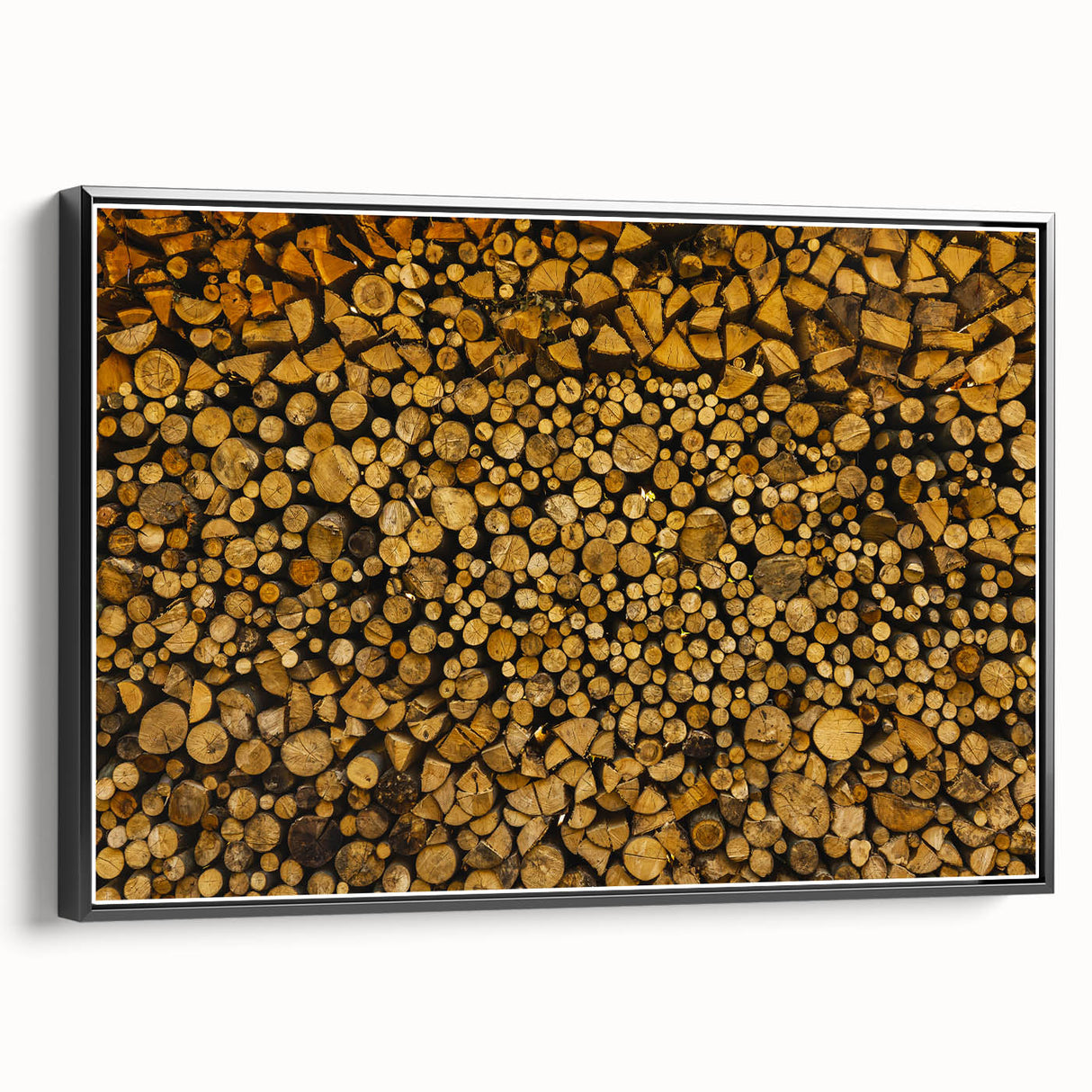 Rustic Log Pile Wall Art – Stacked Firewood for Cozy Farmhouse Decor