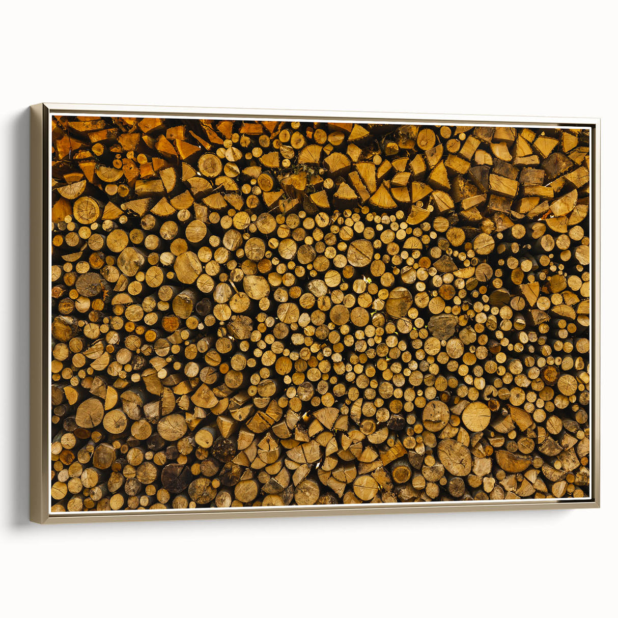 Rustic Log Pile Wall Art – Stacked Firewood for Cozy Farmhouse Decor