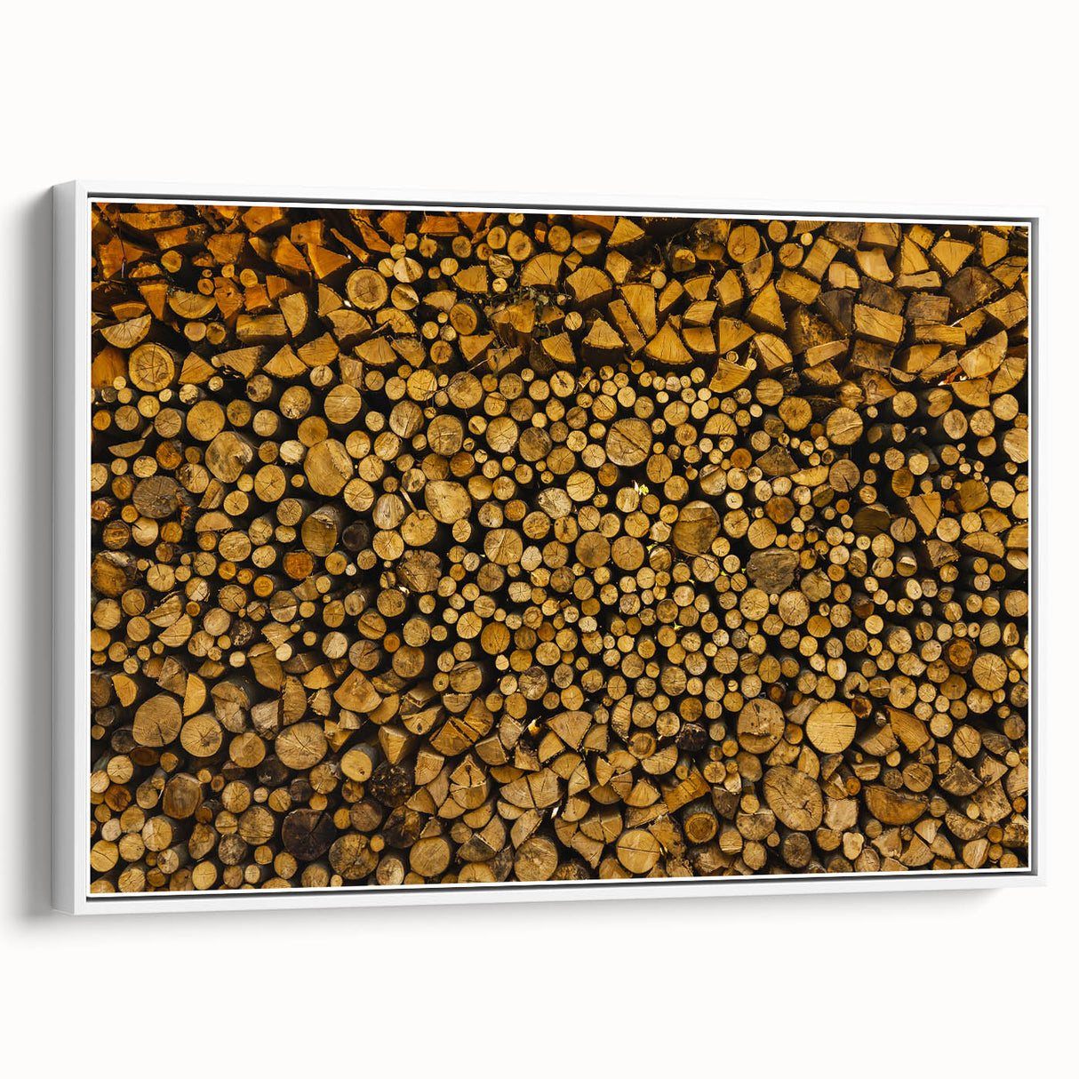 Rustic Log Pile Wall Art – Stacked Firewood for Cozy Farmhouse Decor