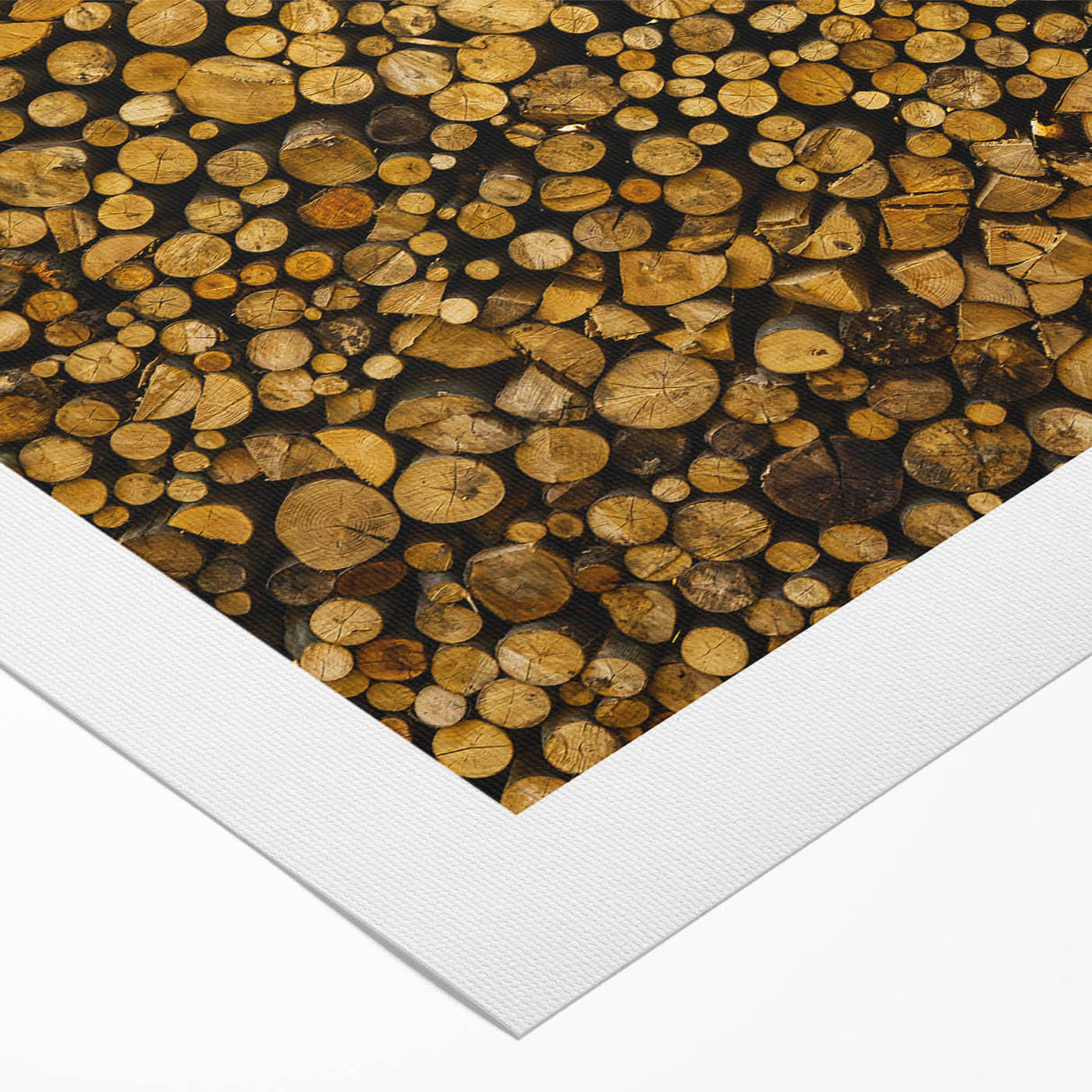 Rustic Log Pile Wall Art – Stacked Firewood for Cozy Farmhouse Decor