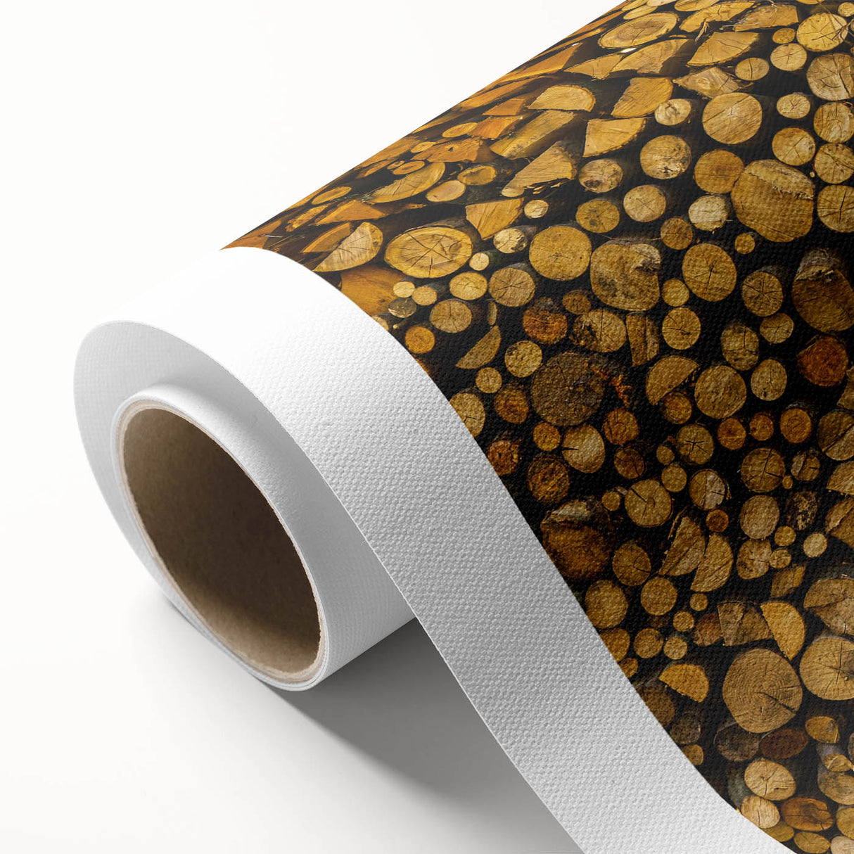 Rustic Log Pile Wall Art – Stacked Firewood for Cozy Farmhouse Decor