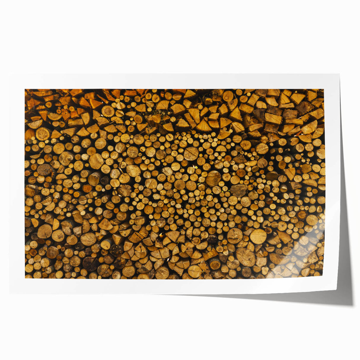 Rustic Log Pile Wall Art – Stacked Firewood for Cozy Farmhouse Decor