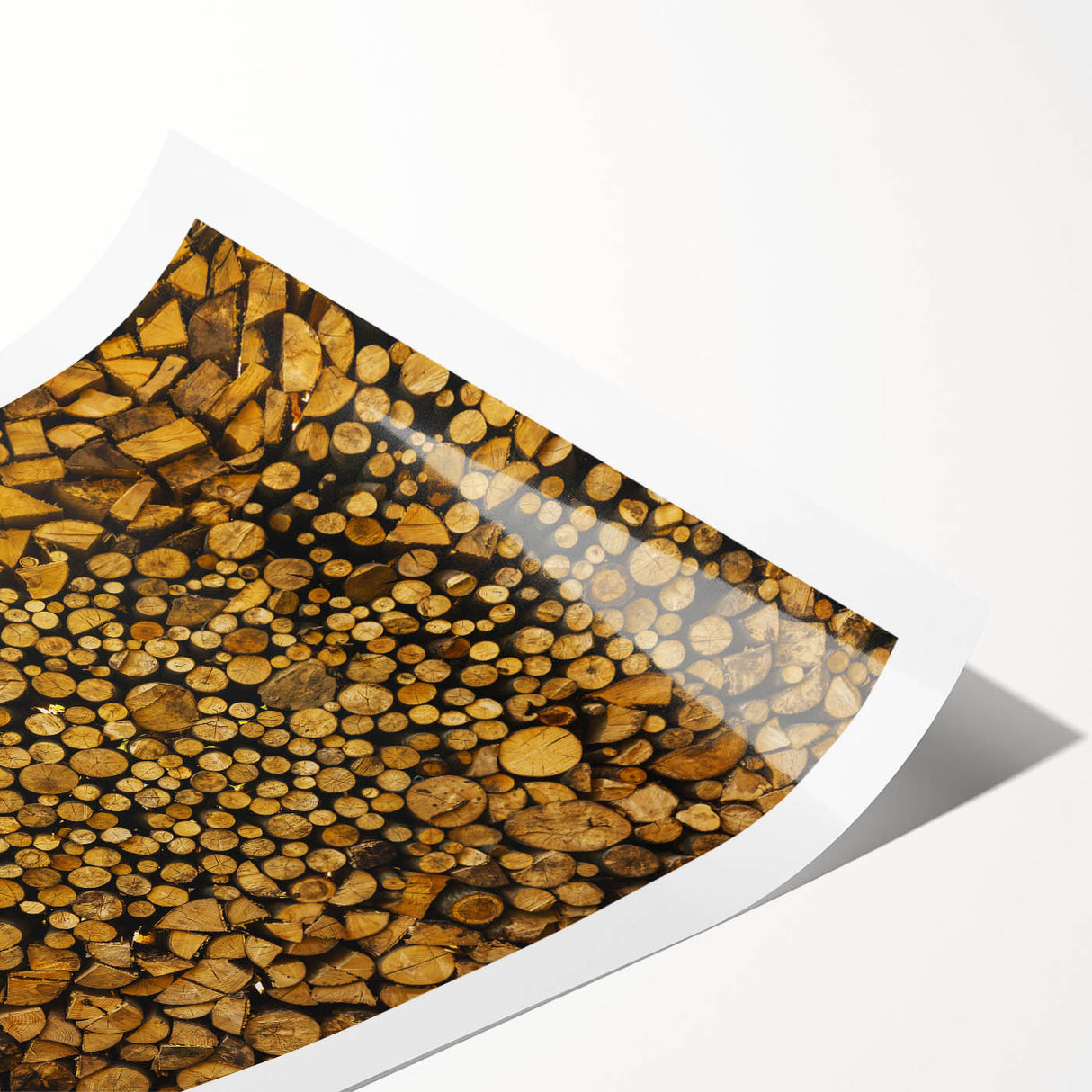 Rustic Log Pile Wall Art – Stacked Firewood for Cozy Farmhouse Decor