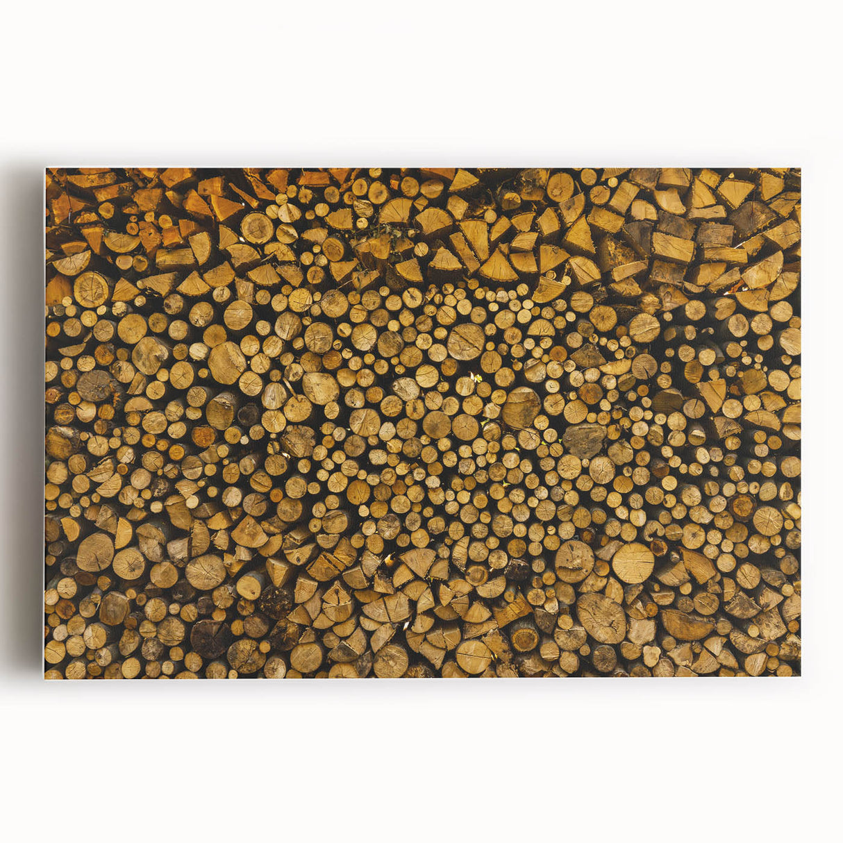 Rustic Log Pile Wall Art – Stacked Firewood for Cozy Farmhouse Decor