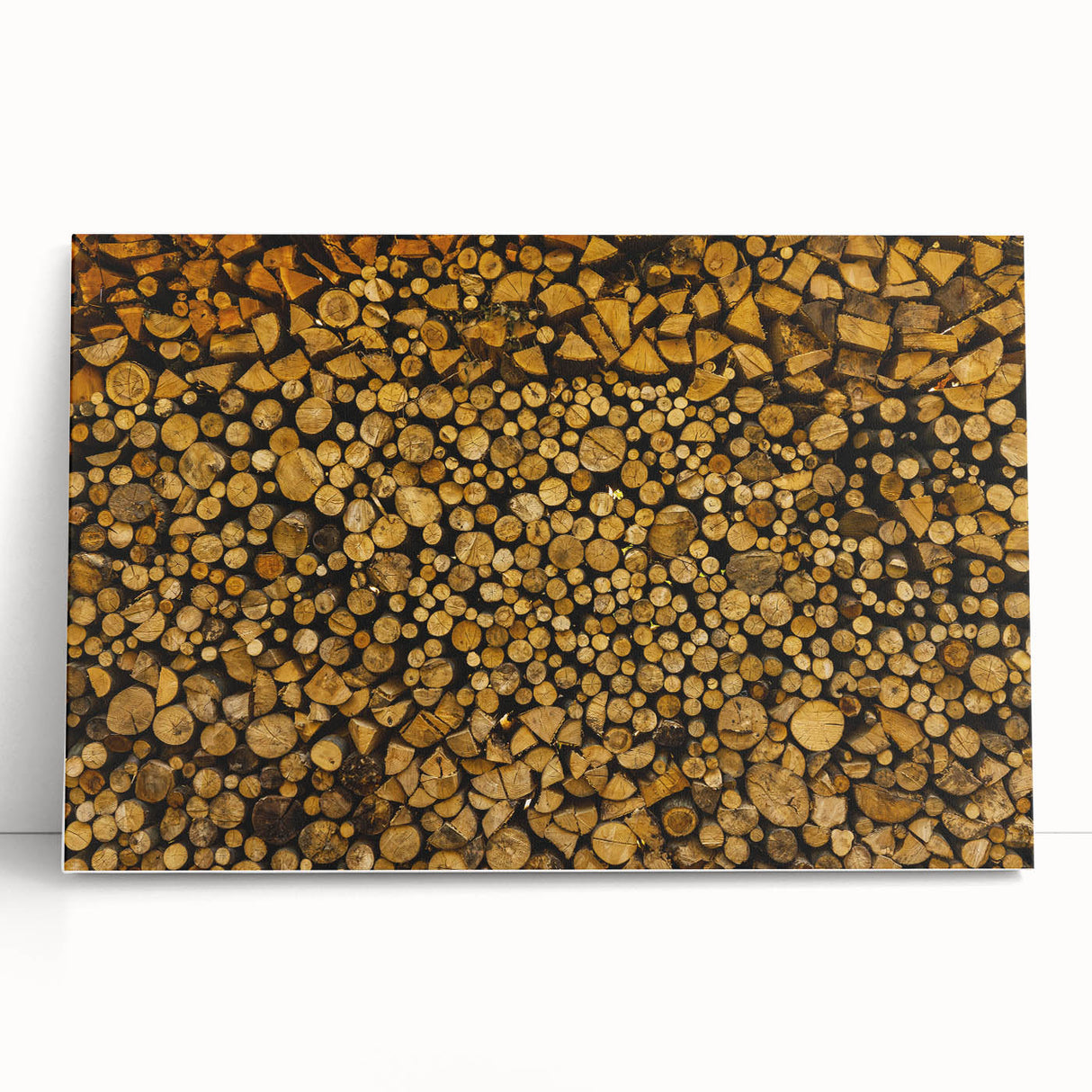 Rustic Log Pile Wall Art – Stacked Firewood for Cozy Farmhouse Decor