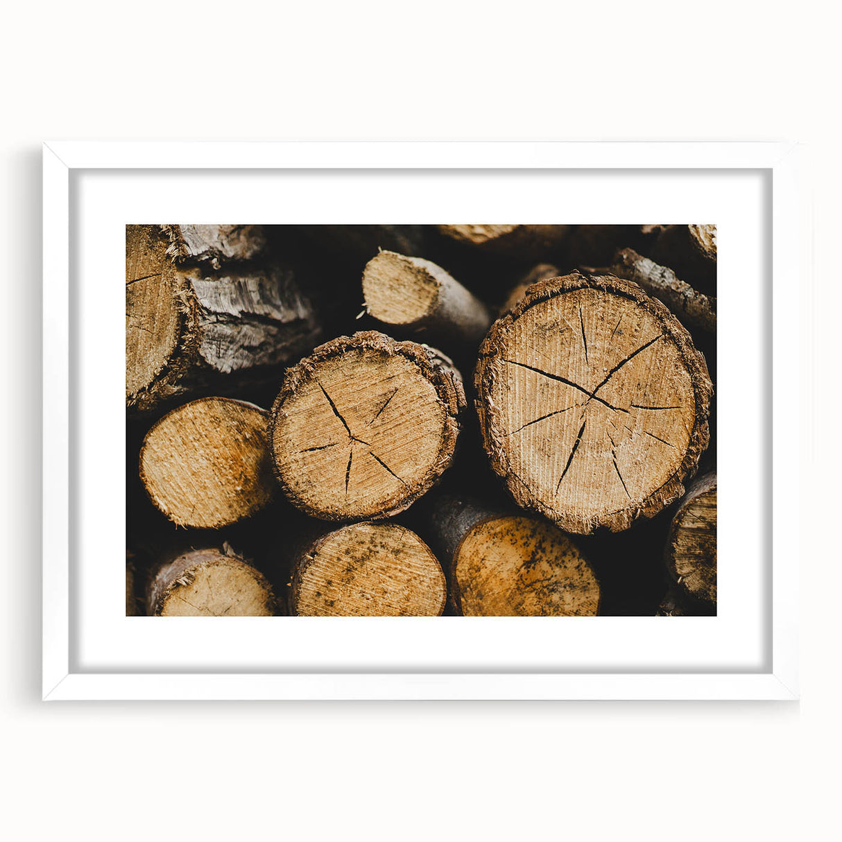 Rustic Log Close-Up Wall Art – Textured Firewood for Farmhouse Decor