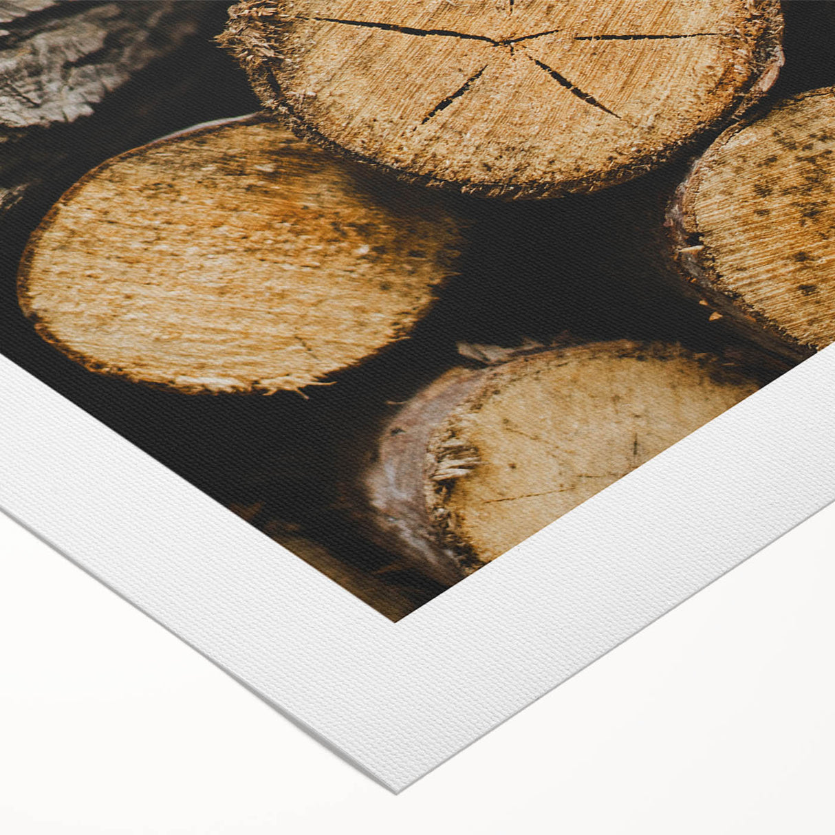 Rustic Log Close-Up Wall Art – Textured Firewood for Farmhouse Decor