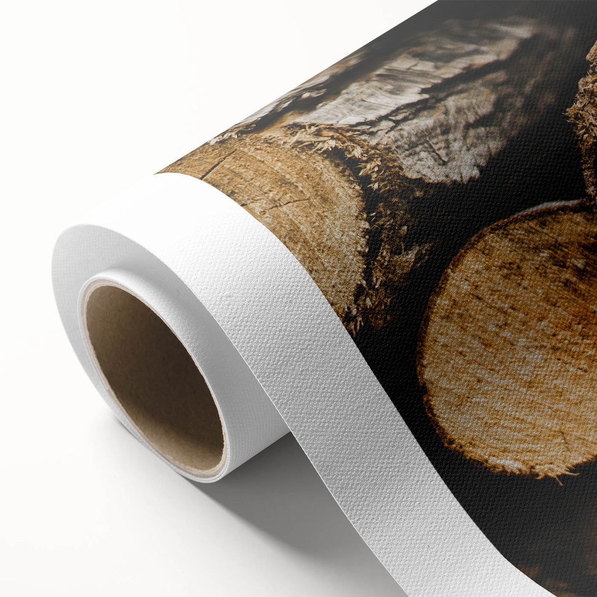 Rustic Log Close-Up Wall Art – Textured Firewood for Farmhouse Decor