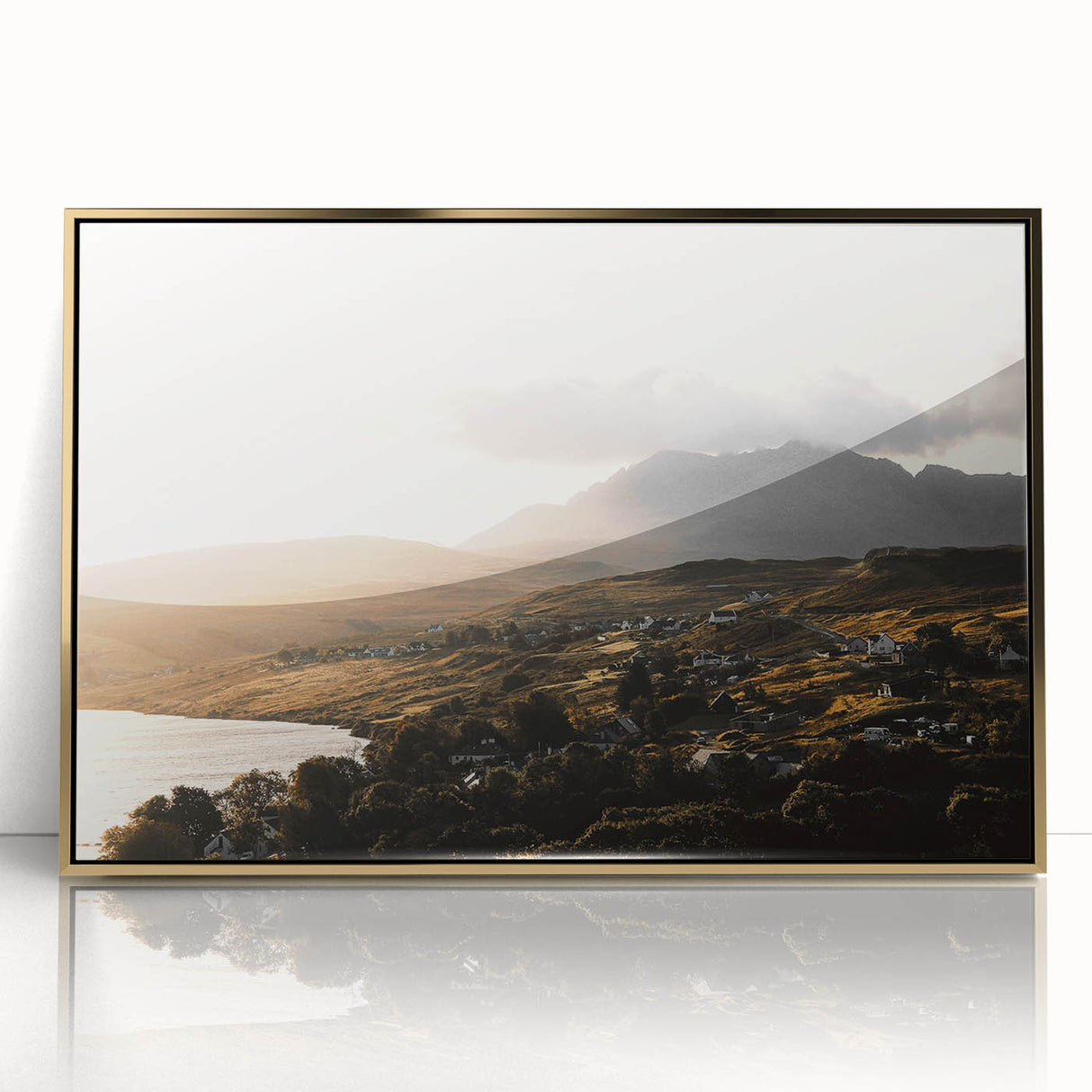 Rustic Countryside Landscape Wall Art – Rolling Hills and Mountain View