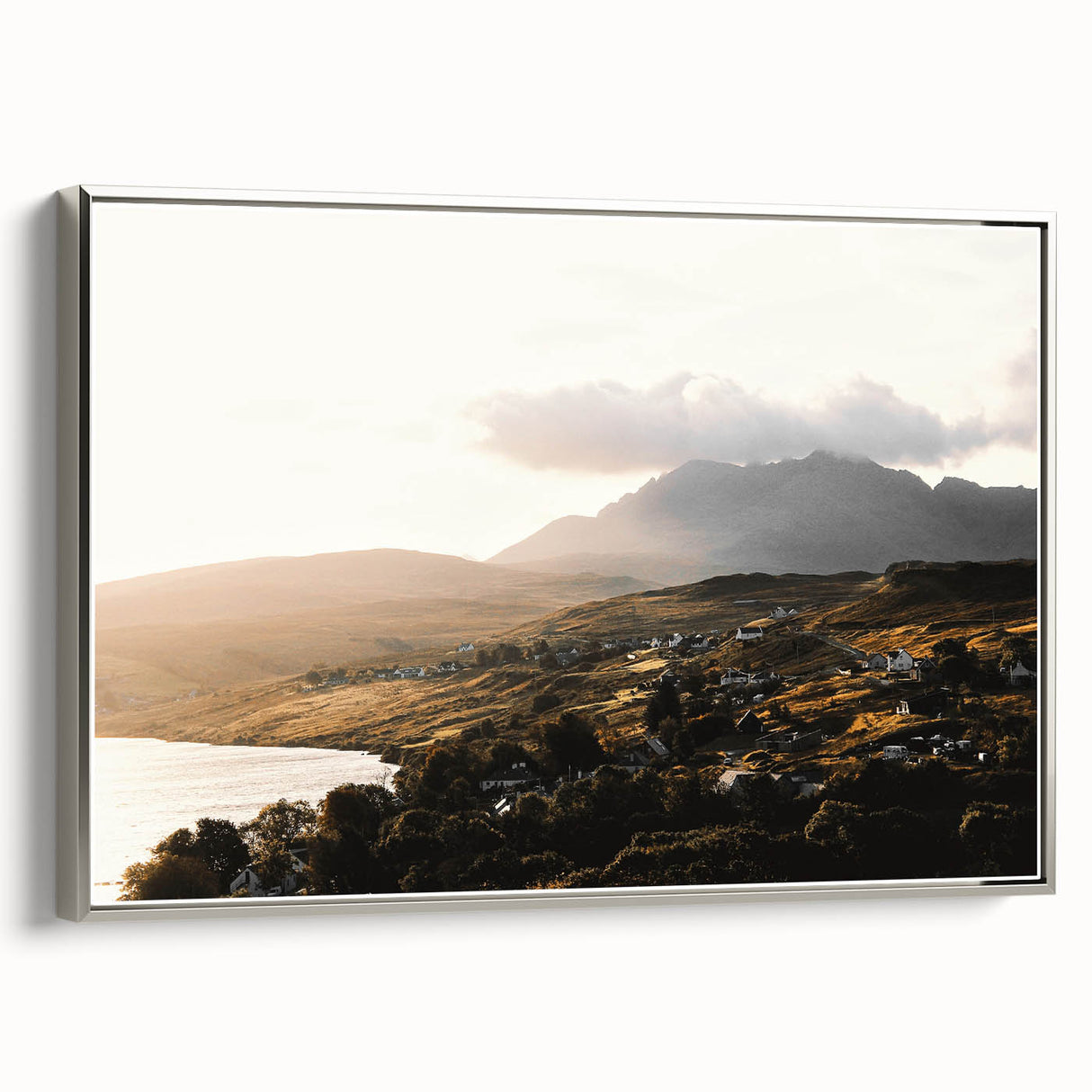 Rustic Countryside Landscape Wall Art – Rolling Hills and Mountain View