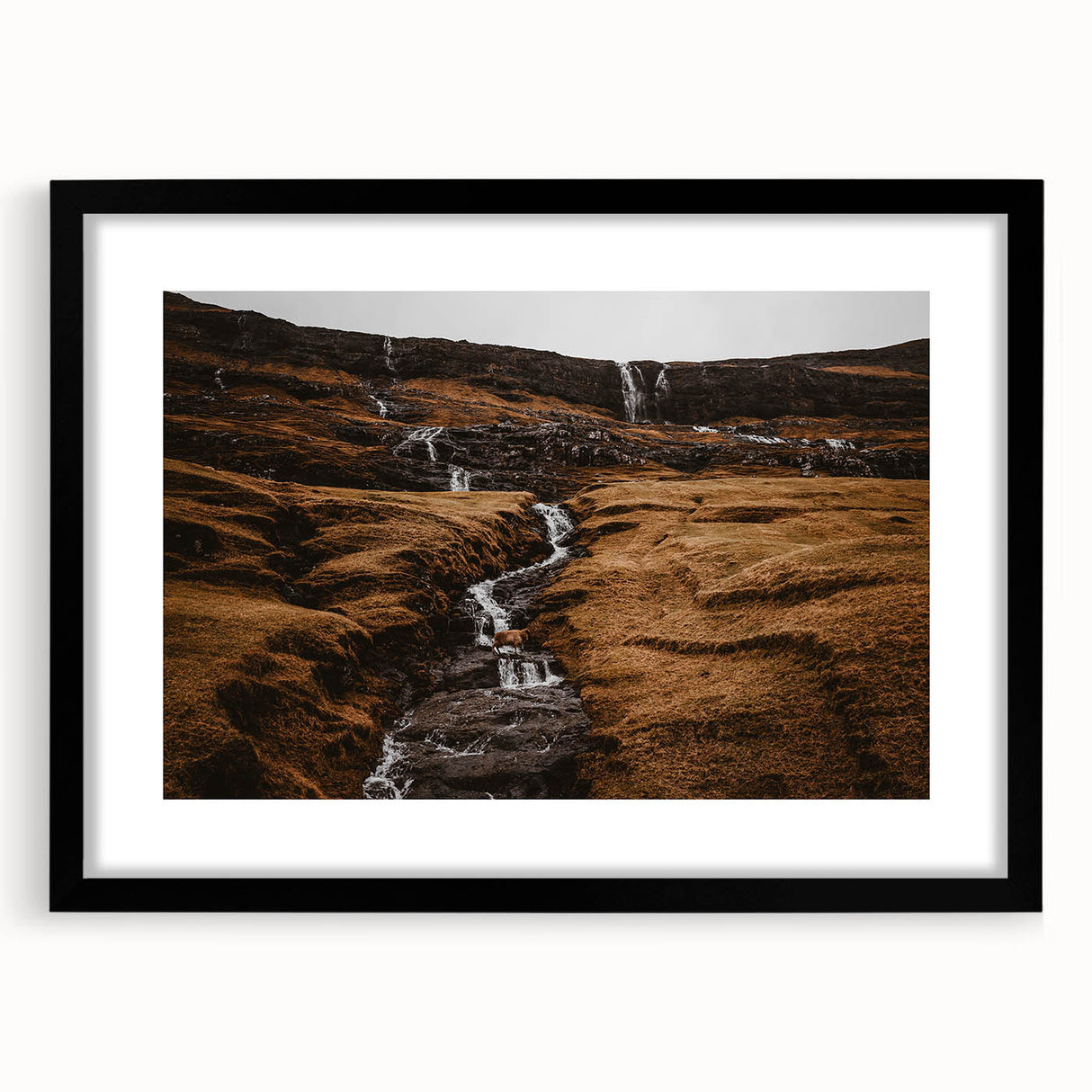 Rustic Mountain Waterfall Wall Art – Rugged Landscape with Cascading Water