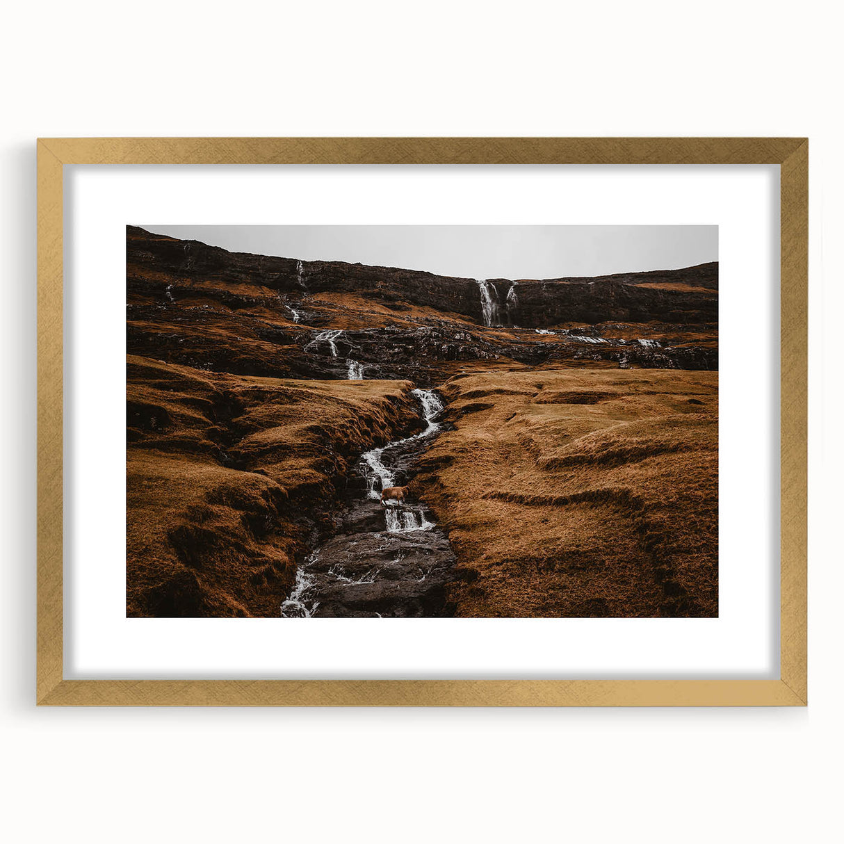Rustic Mountain Waterfall Wall Art – Rugged Landscape with Cascading Water