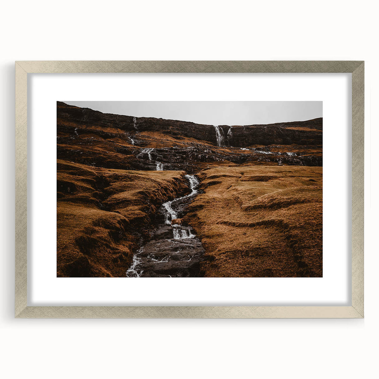 Rustic Mountain Waterfall Wall Art – Rugged Landscape with Cascading Water