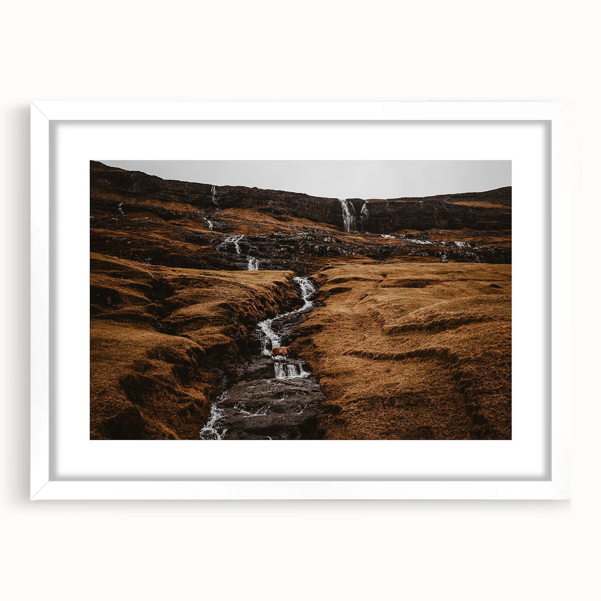 Rustic Mountain Waterfall Wall Art – Rugged Landscape with Cascading Water