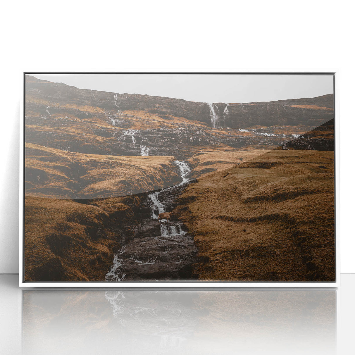 Rustic Mountain Waterfall Wall Art – Rugged Landscape with Cascading Water