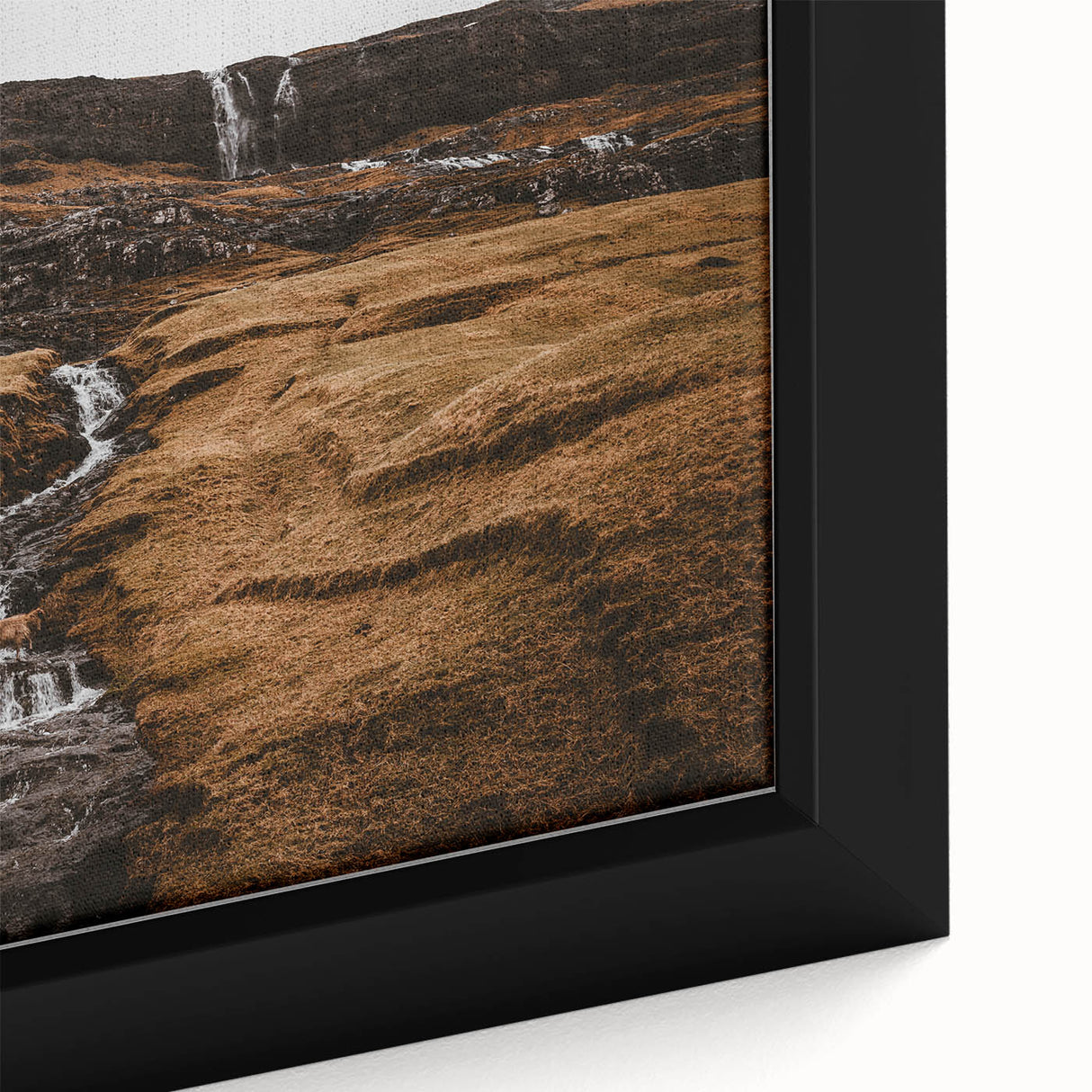 Rustic Mountain Waterfall Wall Art – Rugged Landscape with Cascading Water