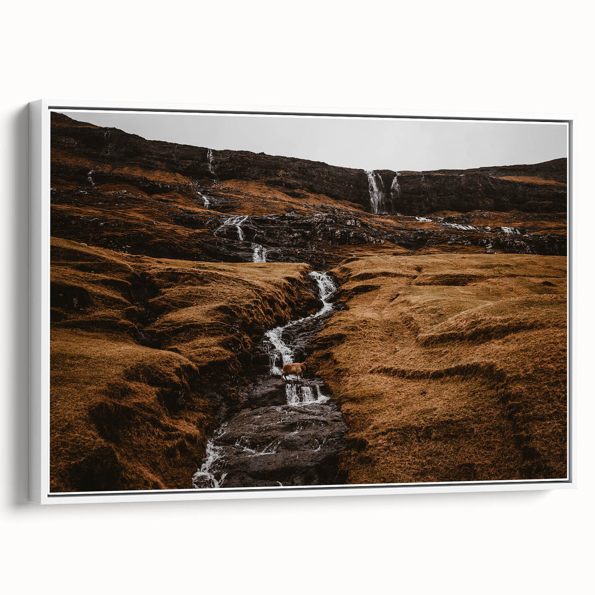 Rustic Mountain Waterfall Wall Art – Rugged Landscape with Cascading Water