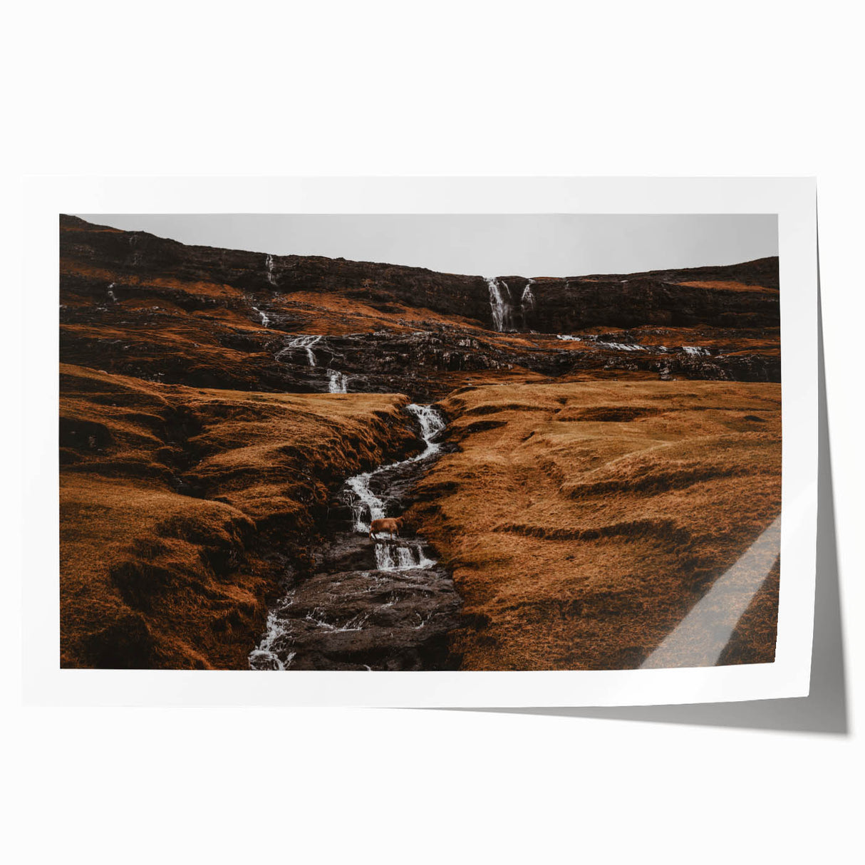 Rustic Mountain Waterfall Wall Art – Rugged Landscape with Cascading Water