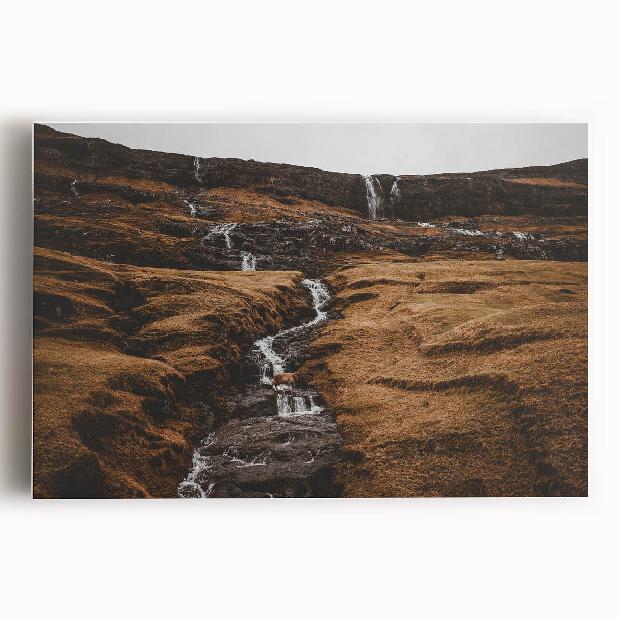 Rustic Mountain Waterfall Wall Art – Rugged Landscape with Cascading Water