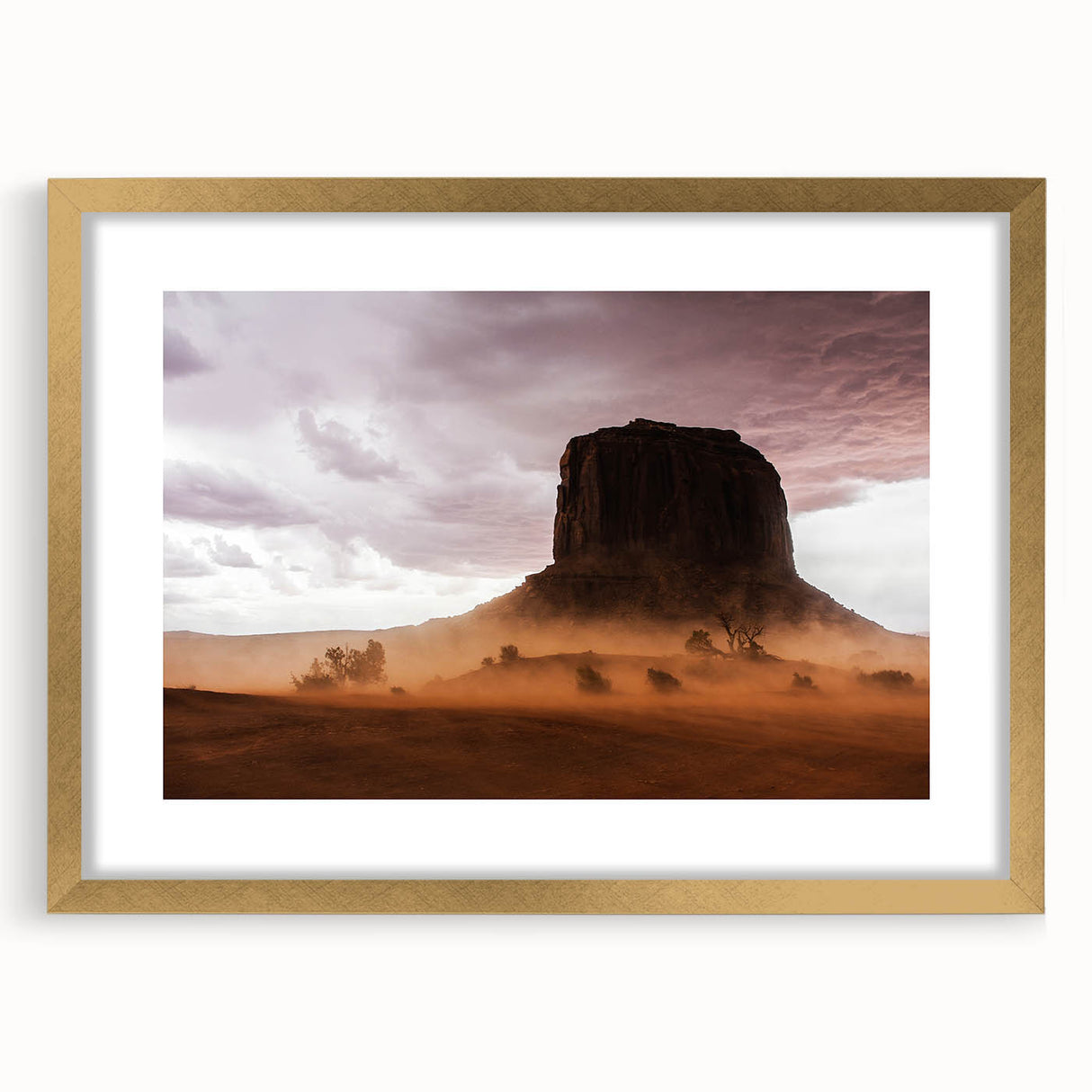 Rustic Desert Wall Art – Monument Rock in Dusty Desert Landscape Scene