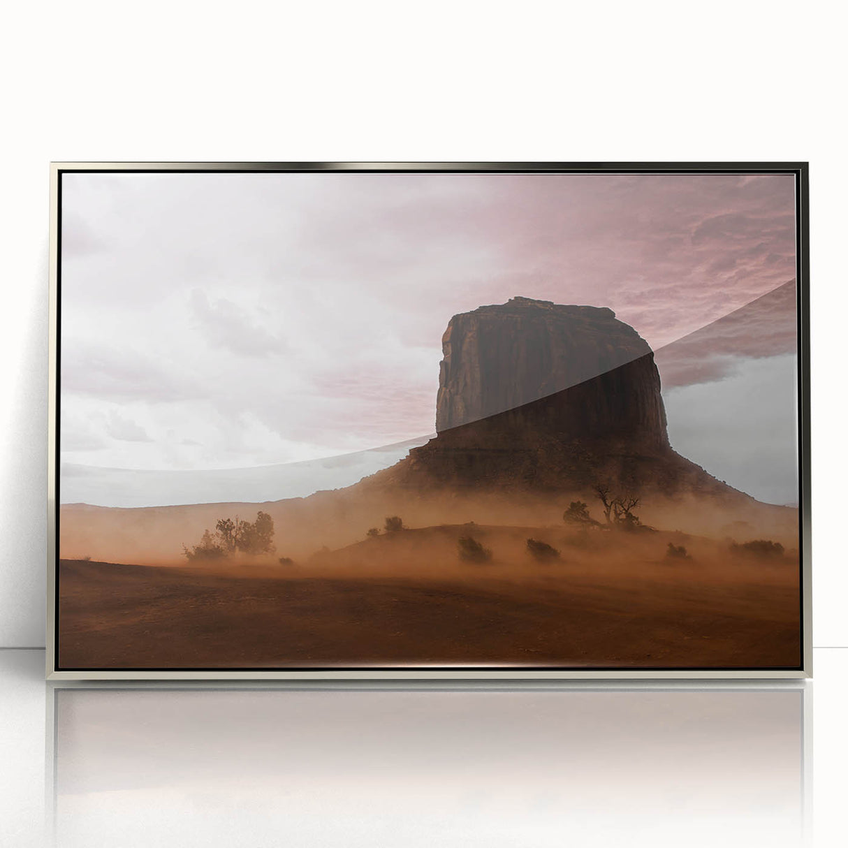 Rustic Desert Wall Art – Monument Rock in Dusty Desert Landscape Scene