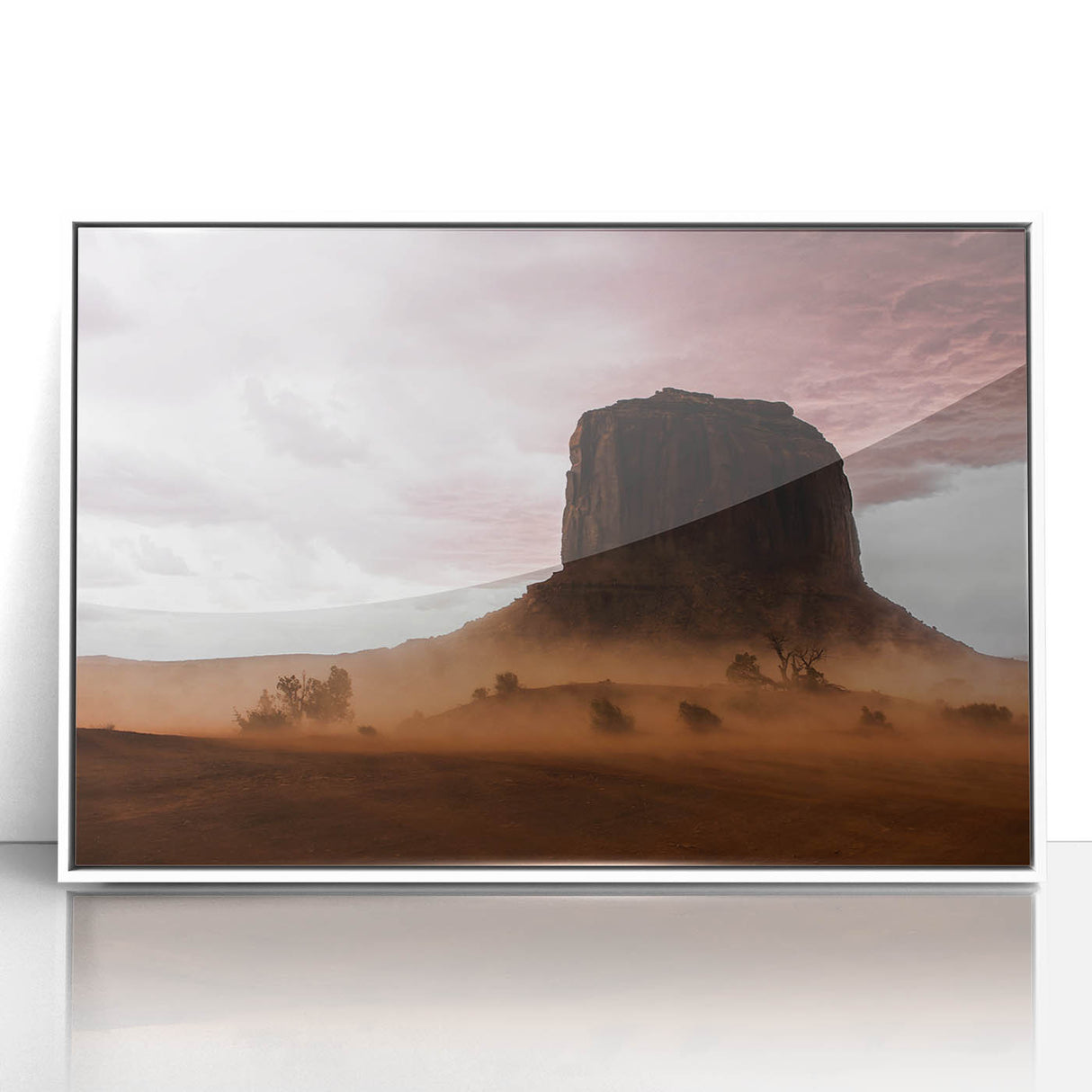 Rustic Desert Wall Art – Monument Rock in Dusty Desert Landscape Scene