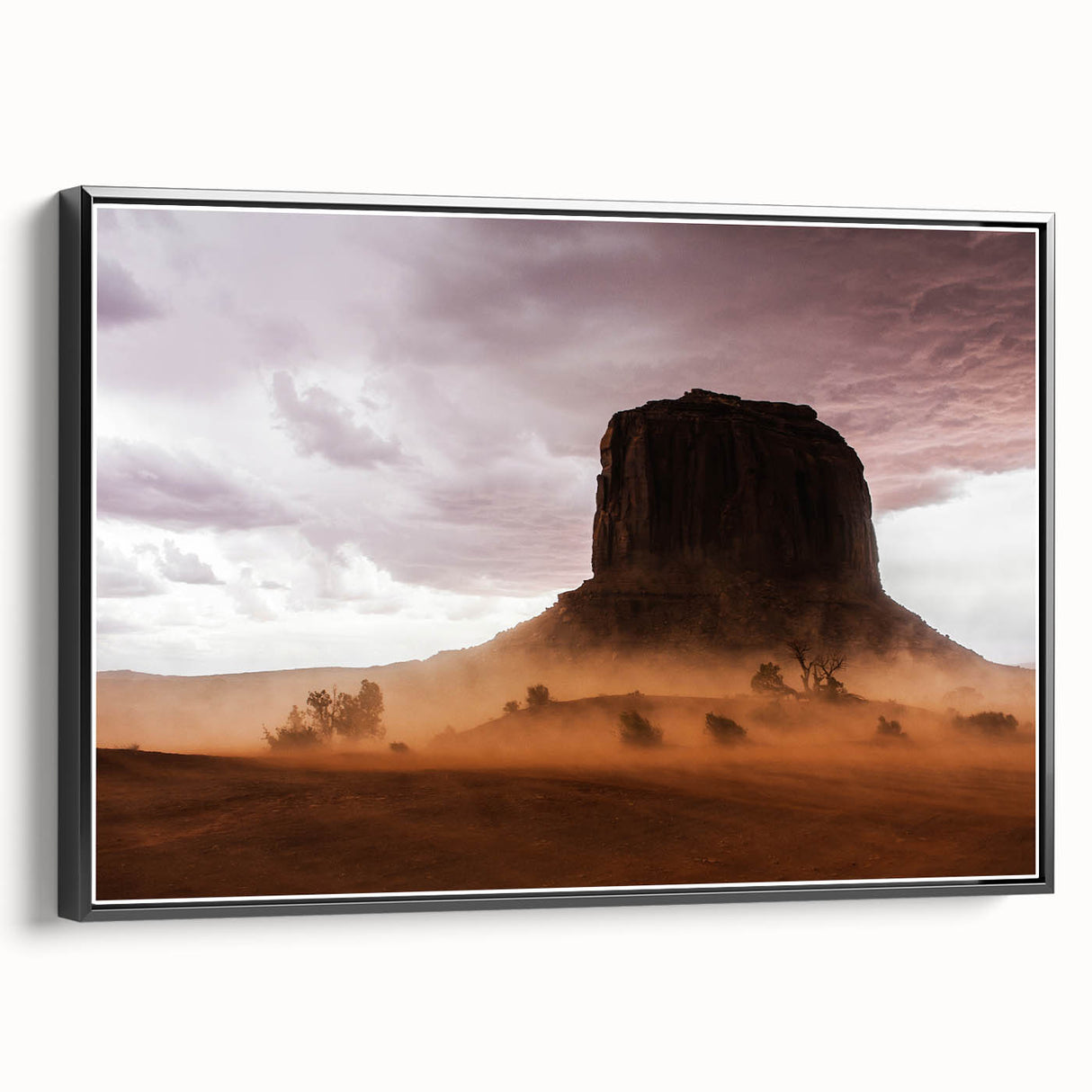 Rustic Desert Wall Art – Monument Rock in Dusty Desert Landscape Scene