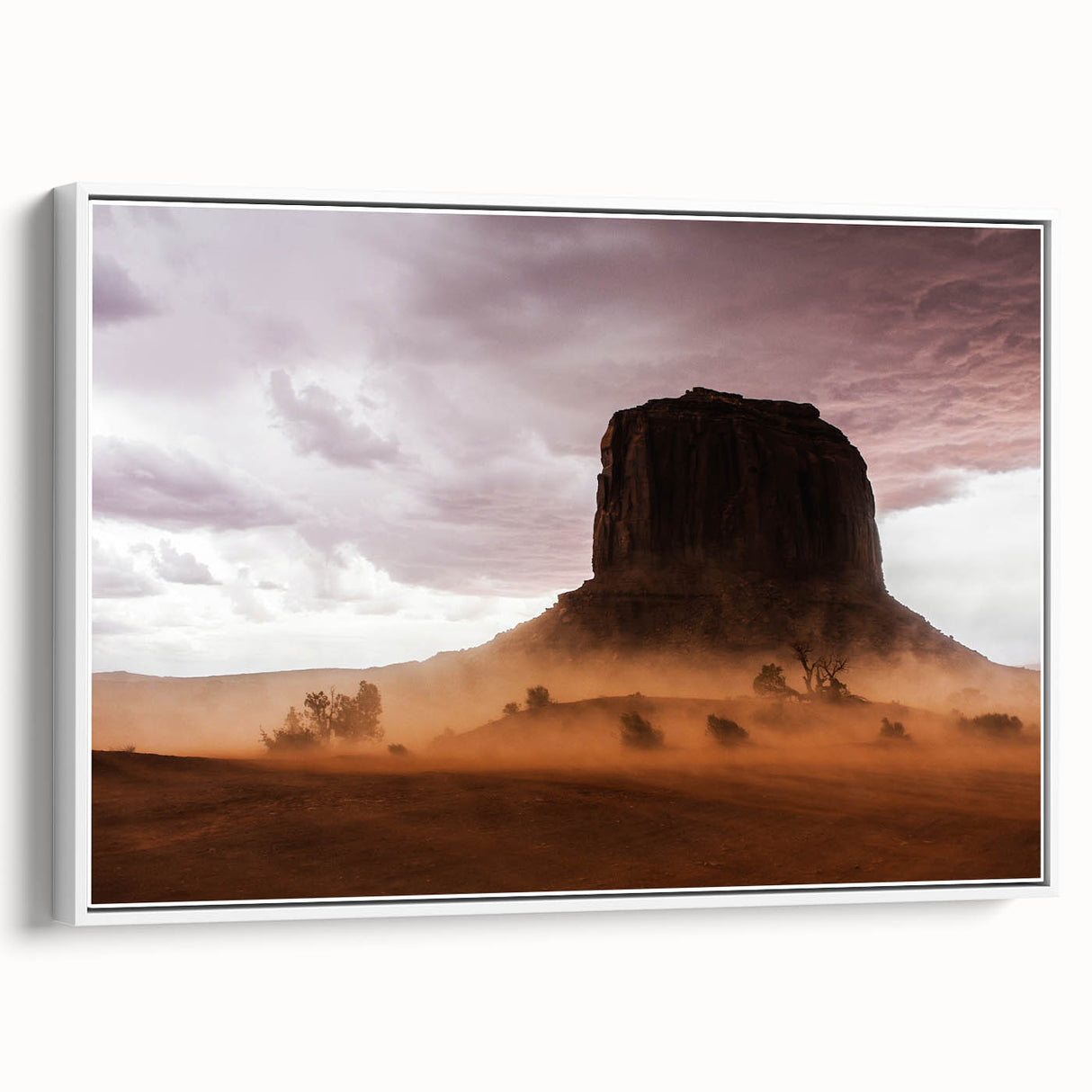 Rustic Desert Wall Art – Monument Rock in Dusty Desert Landscape Scene