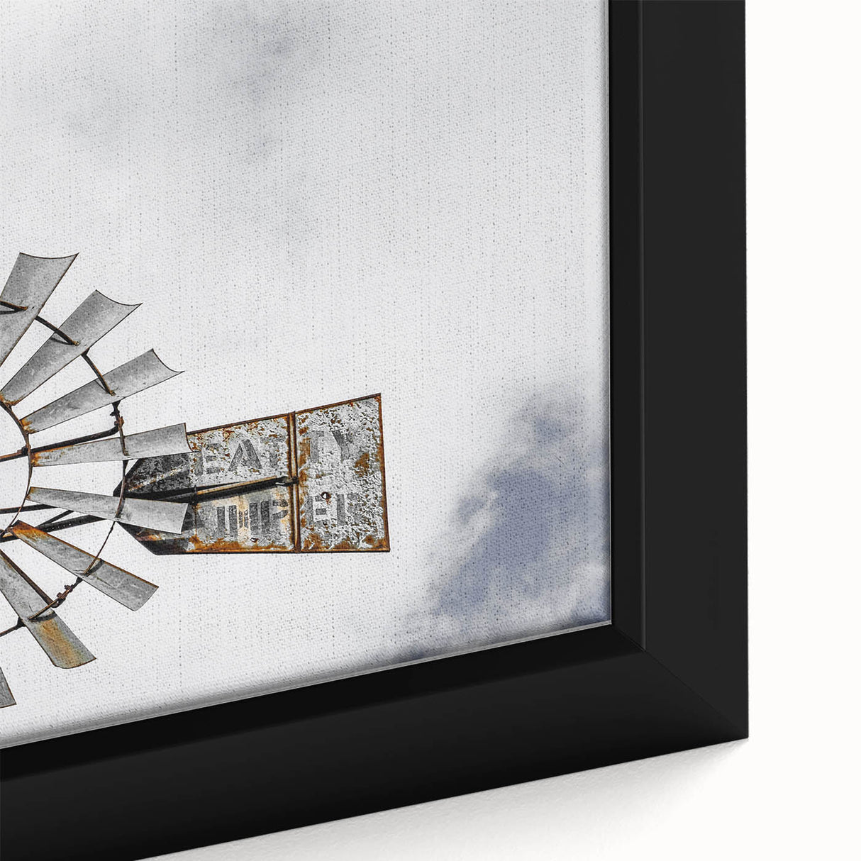 Rustic Windmill Wall Art – Vintage Farm Windmill Against Cloudy Sky