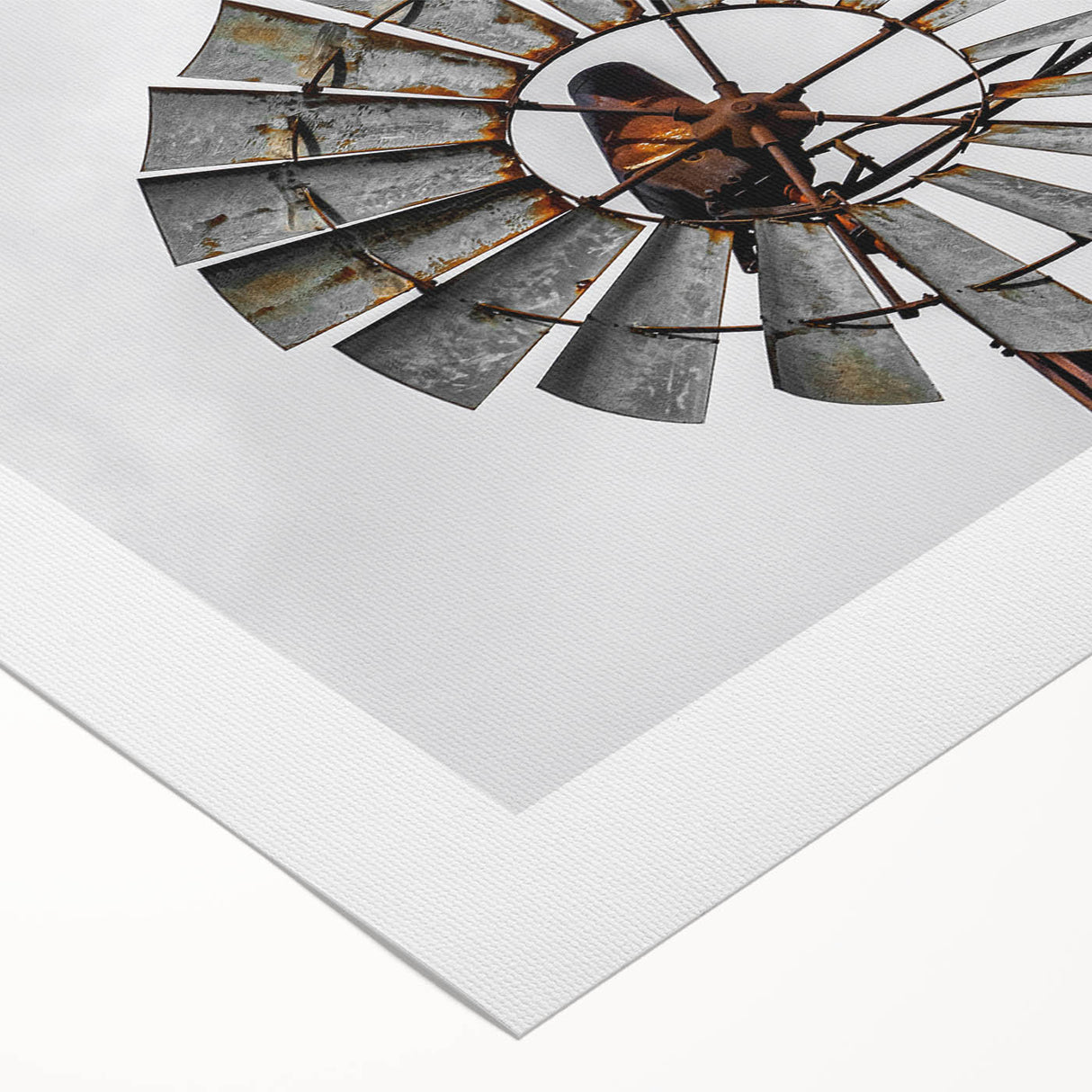 Rustic Windmill Wall Art – Vintage Farm Windmill Against Cloudy Sky