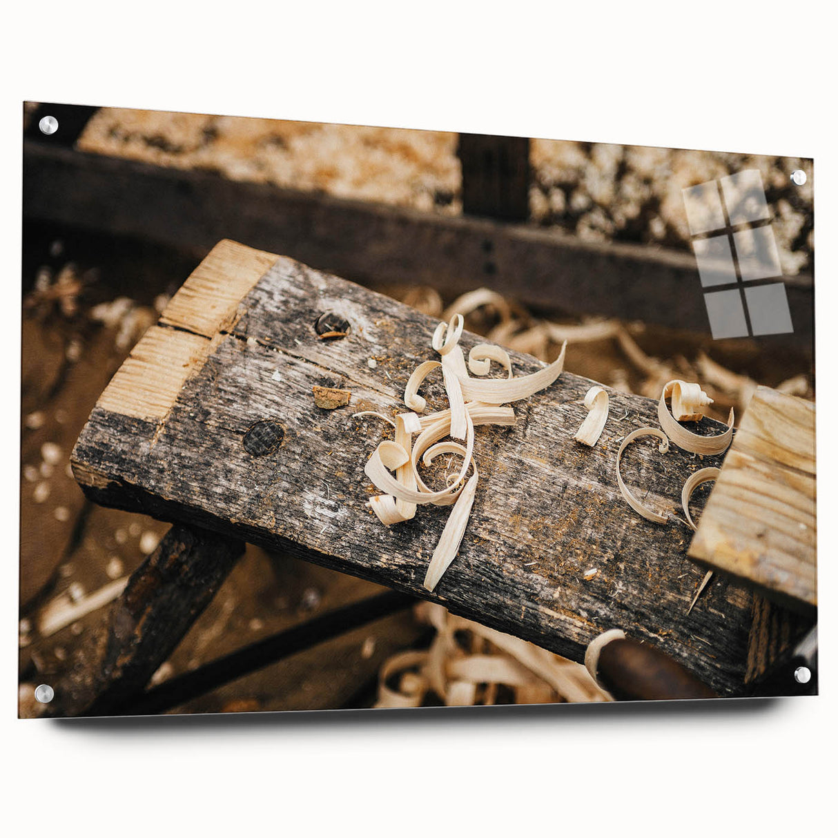 Rustic Woodworking Wall Art – Artisan Wood Shavings in Workshop