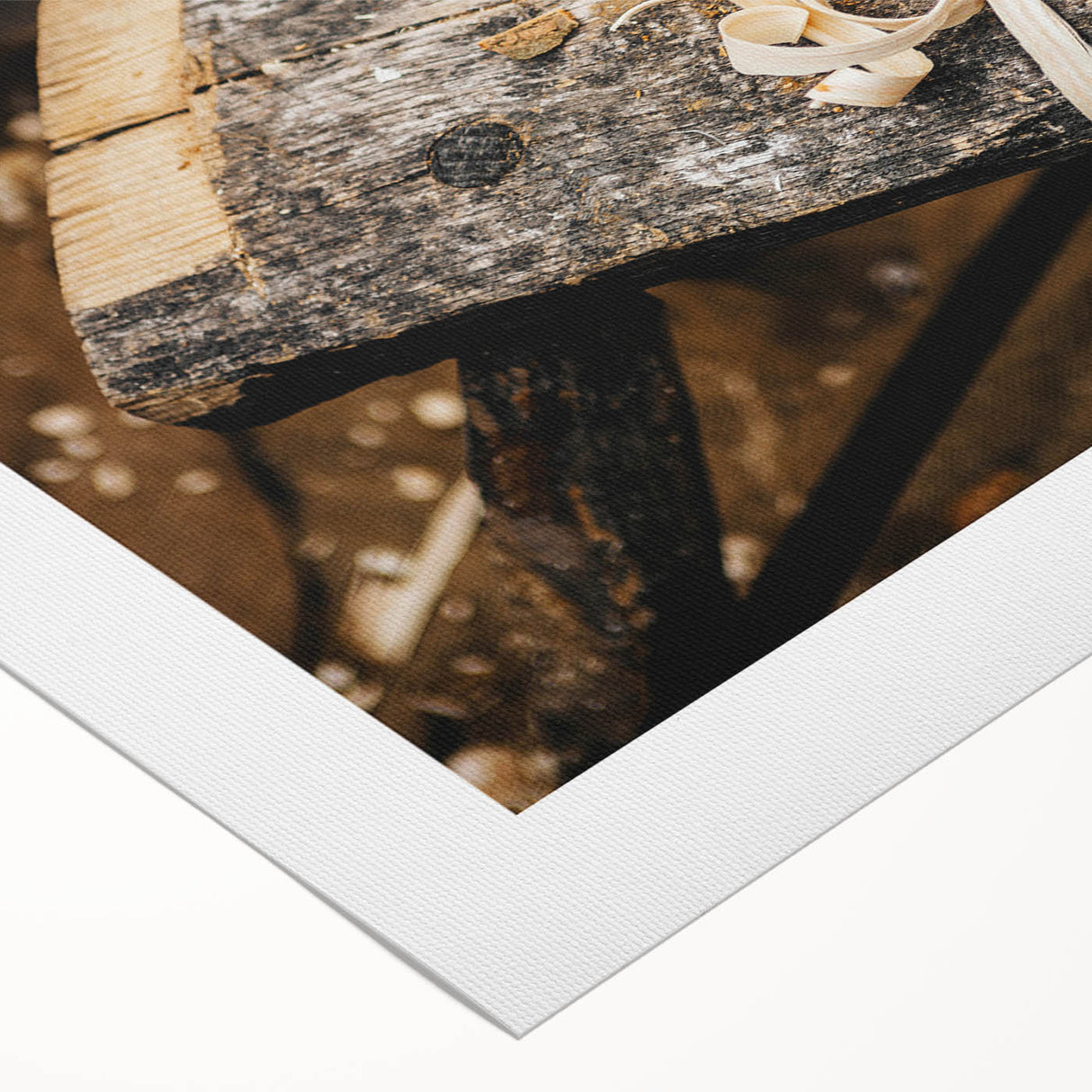 Rustic Woodworking Wall Art – Artisan Wood Shavings in Workshop