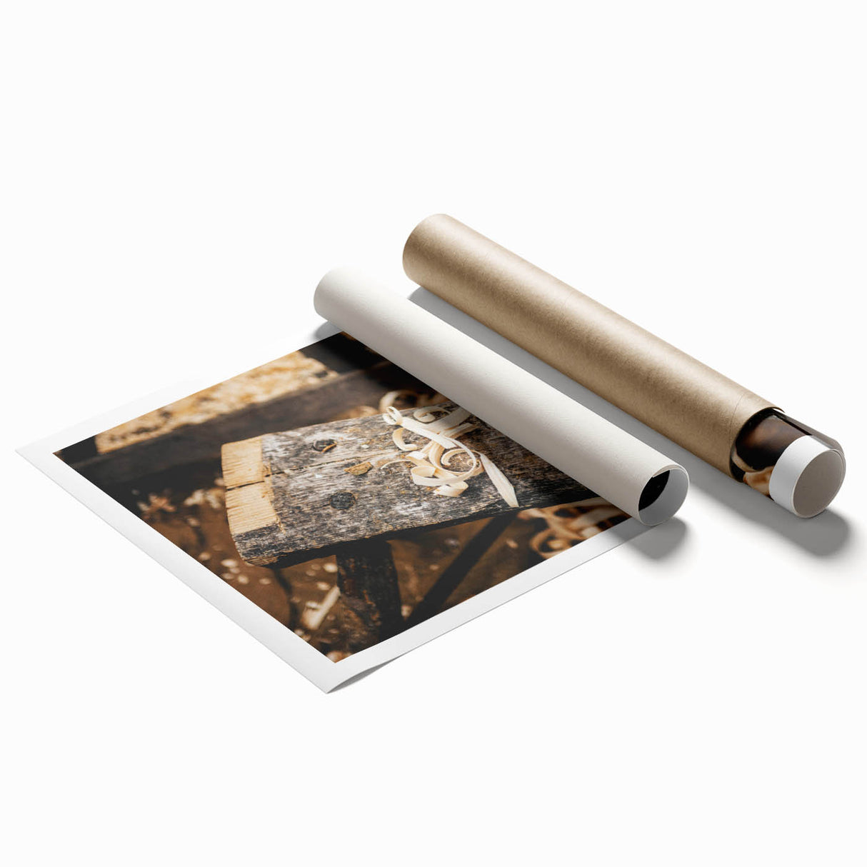 Rustic Woodworking Wall Art – Artisan Wood Shavings in Workshop