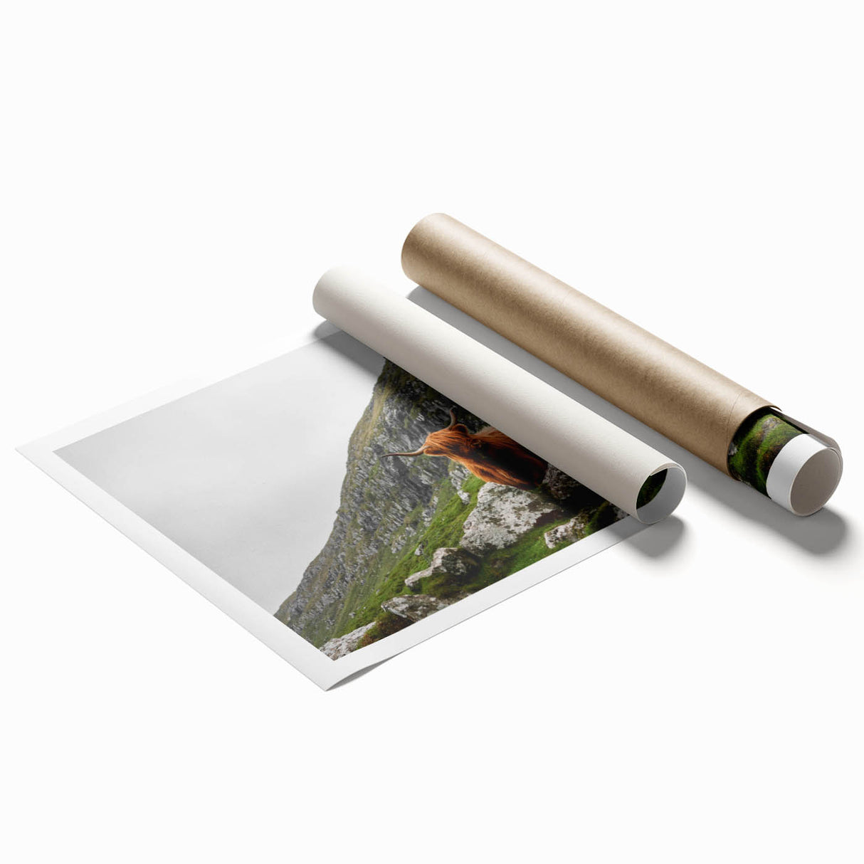 Highland Cow in Mountain Landscape Rustic Wall Art – Farmhouse Decor Print