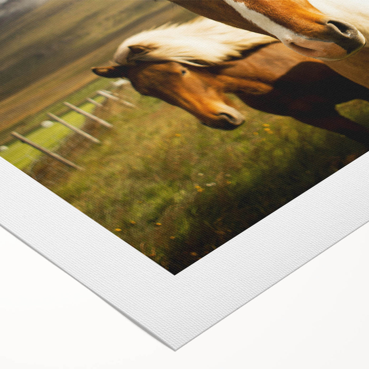 Wild Horses in Countryside Rustic Wall Art – Farmhouse Nature Decor Print