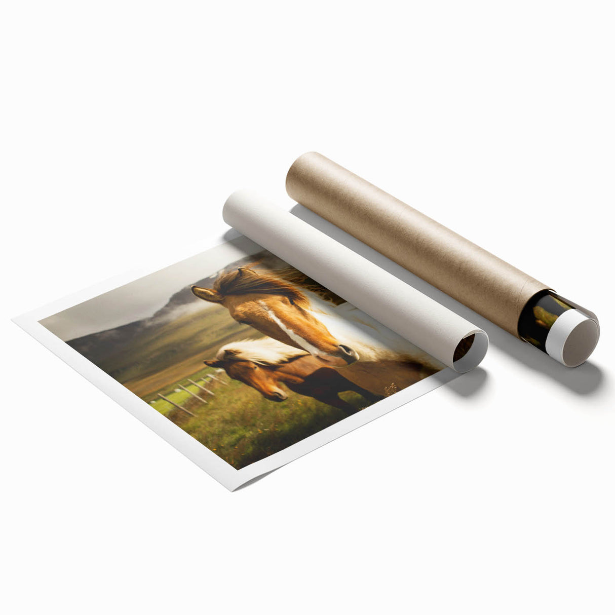 Wild Horses in Countryside Rustic Wall Art – Farmhouse Nature Decor Print