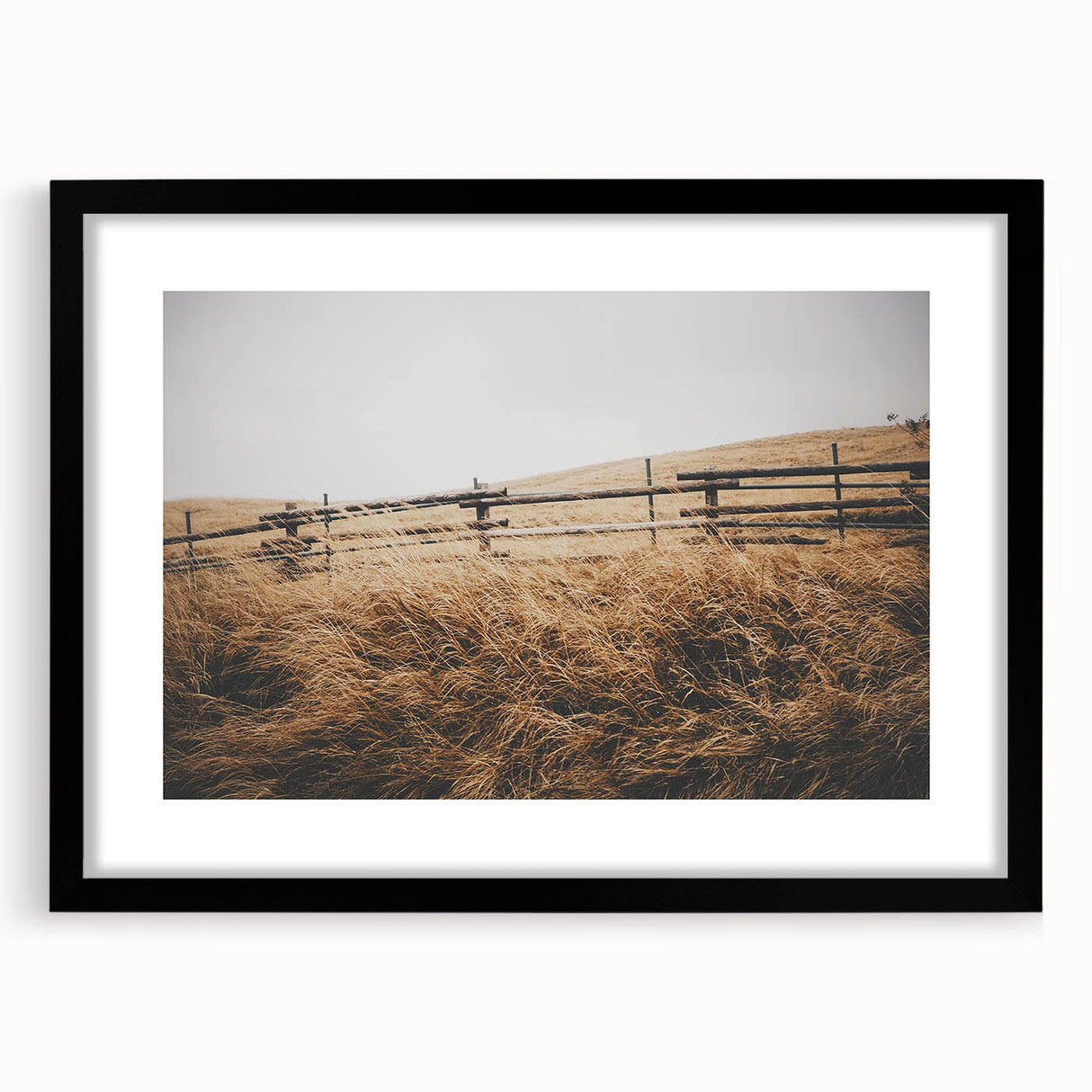 Windblown Prairie Grass Rustic Wall Art – Farmhouse Landscape Decor Print