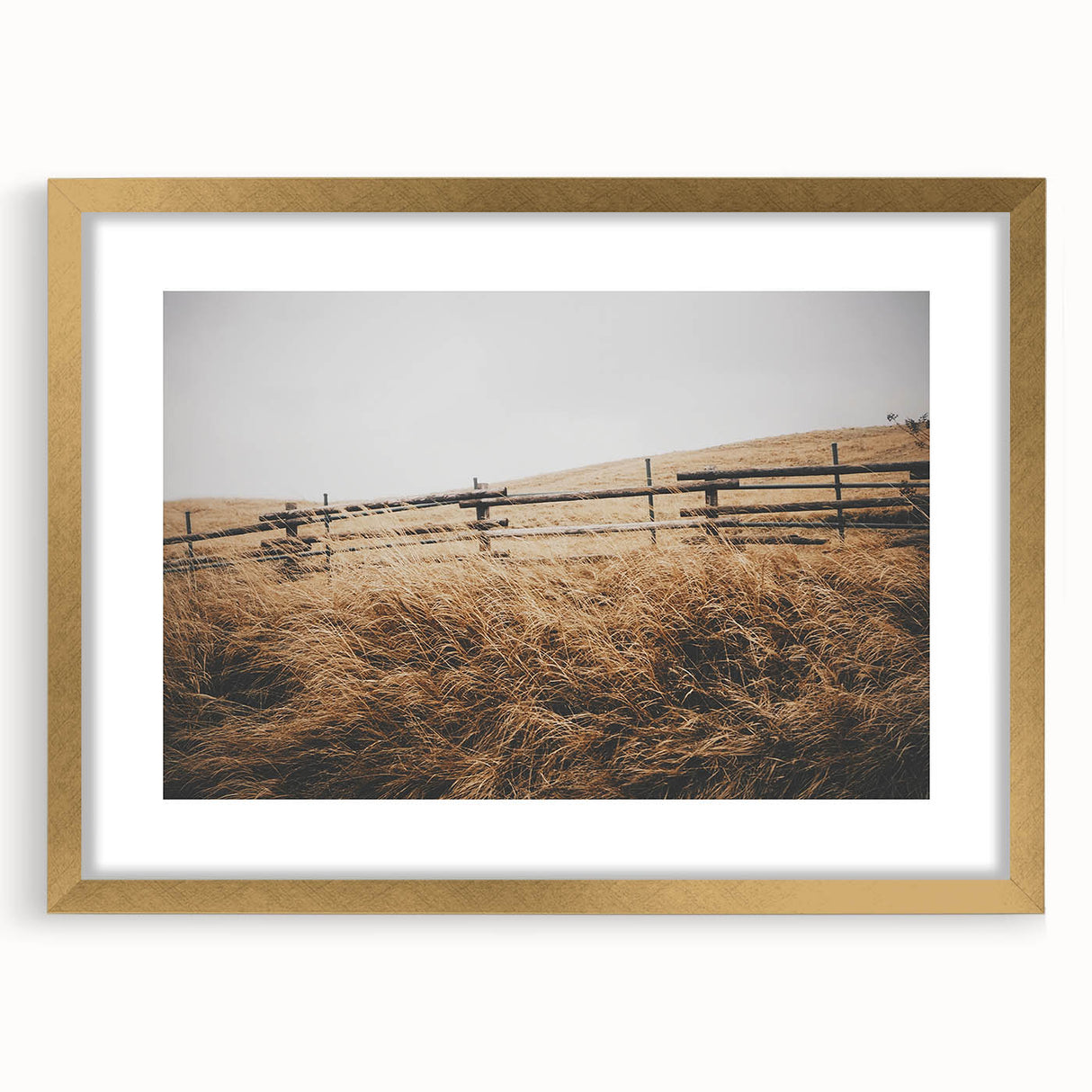 Windblown Prairie Grass Rustic Wall Art – Farmhouse Landscape Decor Print