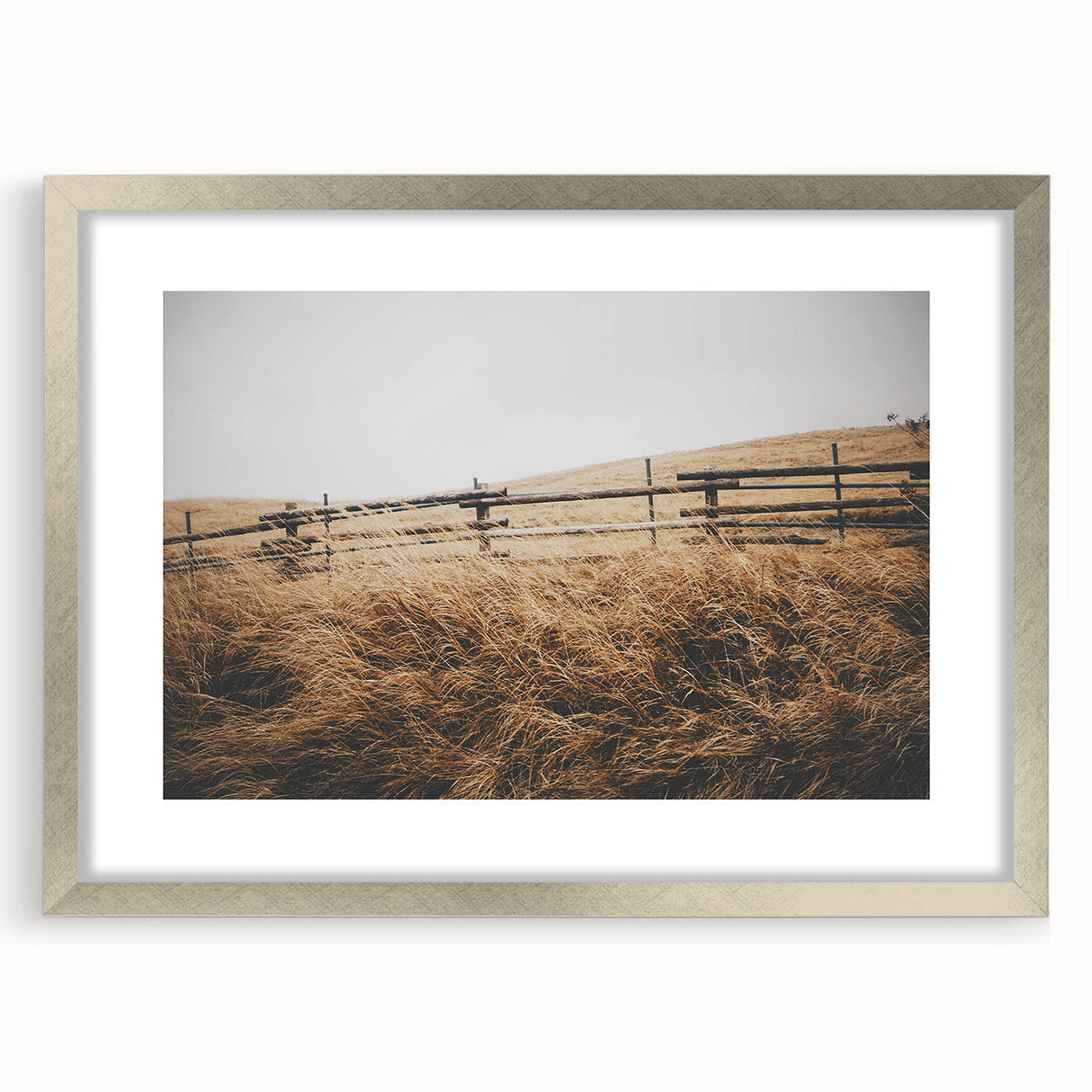 Windblown Prairie Grass Rustic Wall Art – Farmhouse Landscape Decor Print